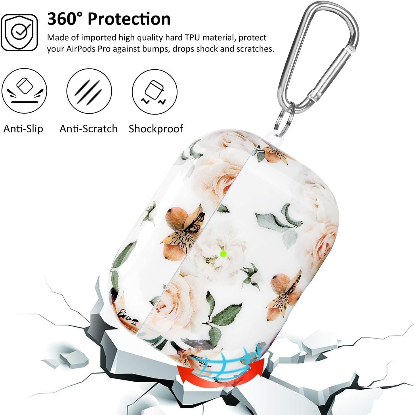 AirPods Pro 2nd Generation/1st Generation Case-KOREDA Cute Printed Design Hard Case for Airpods Pro 2, Shockproof Protective Cover for Airpods Pro (2023/2022/2019) with Keychain for Girls Women Men - Image 5