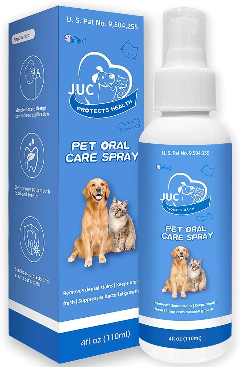 JUC Dog Breath Freshener for Dogs & Cats Teeth Cleaning Spray Dog Bad Breath Pet Oral Care Spray 4fl.oz - Image 2