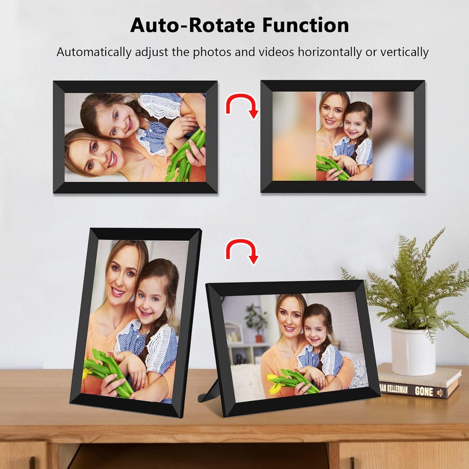 FRAMEO Digital Photo Frame, 10.1 Inch WiFi Digital Picture Frame with 1280x800 IPS HD Touch Screen, 32GB Storage Auto-Rotate Wall Mountable Easy Share Photos or Videos via Frameo App from Anywhere - Image 6