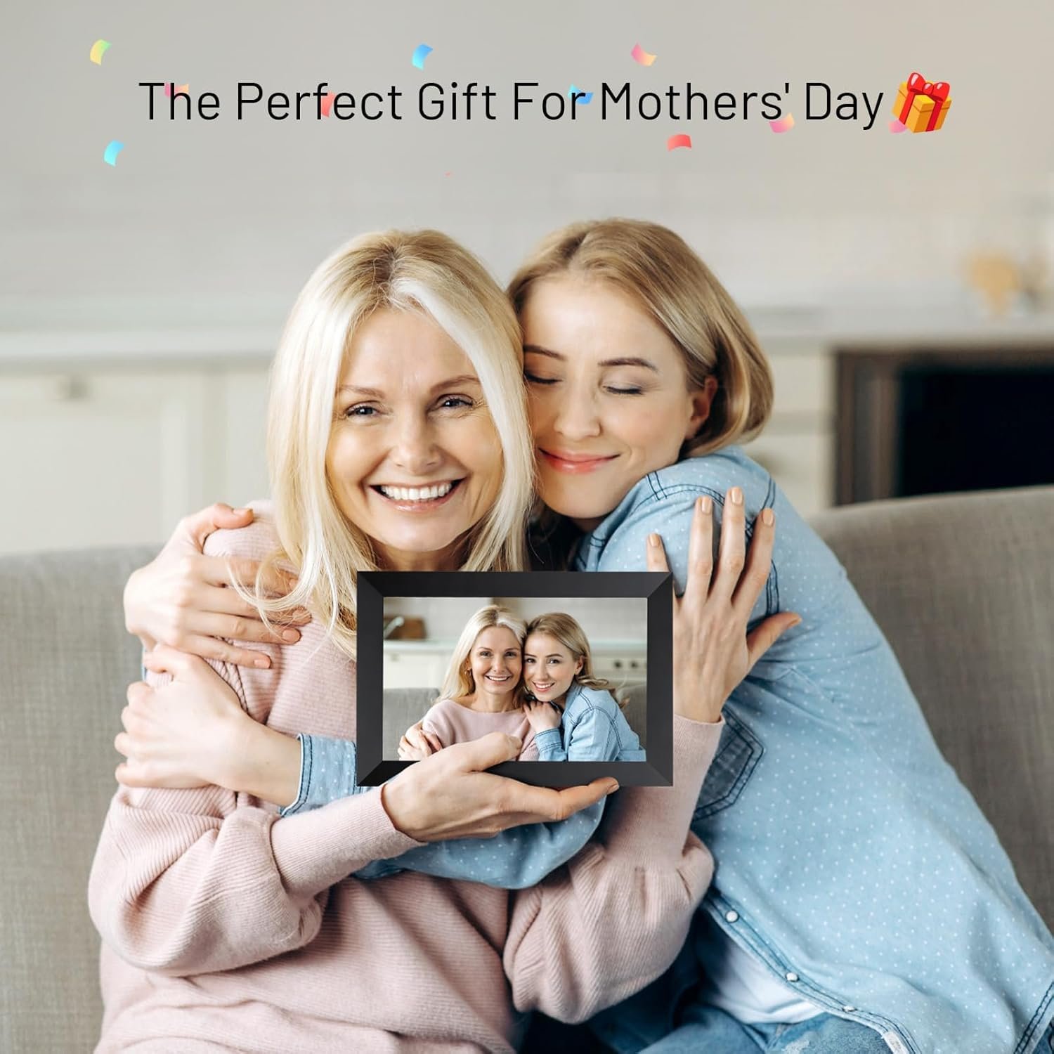 AEEZO 10.1 Inch WiFi Digital Picture Frame, IPS Touch Screen Smart Cloud Photo Frame with 32GB Storage, Auto-Rotate Easy Setup to Share Photos or Videos via AiMOR APP, Wall Mountable Black - Image 9