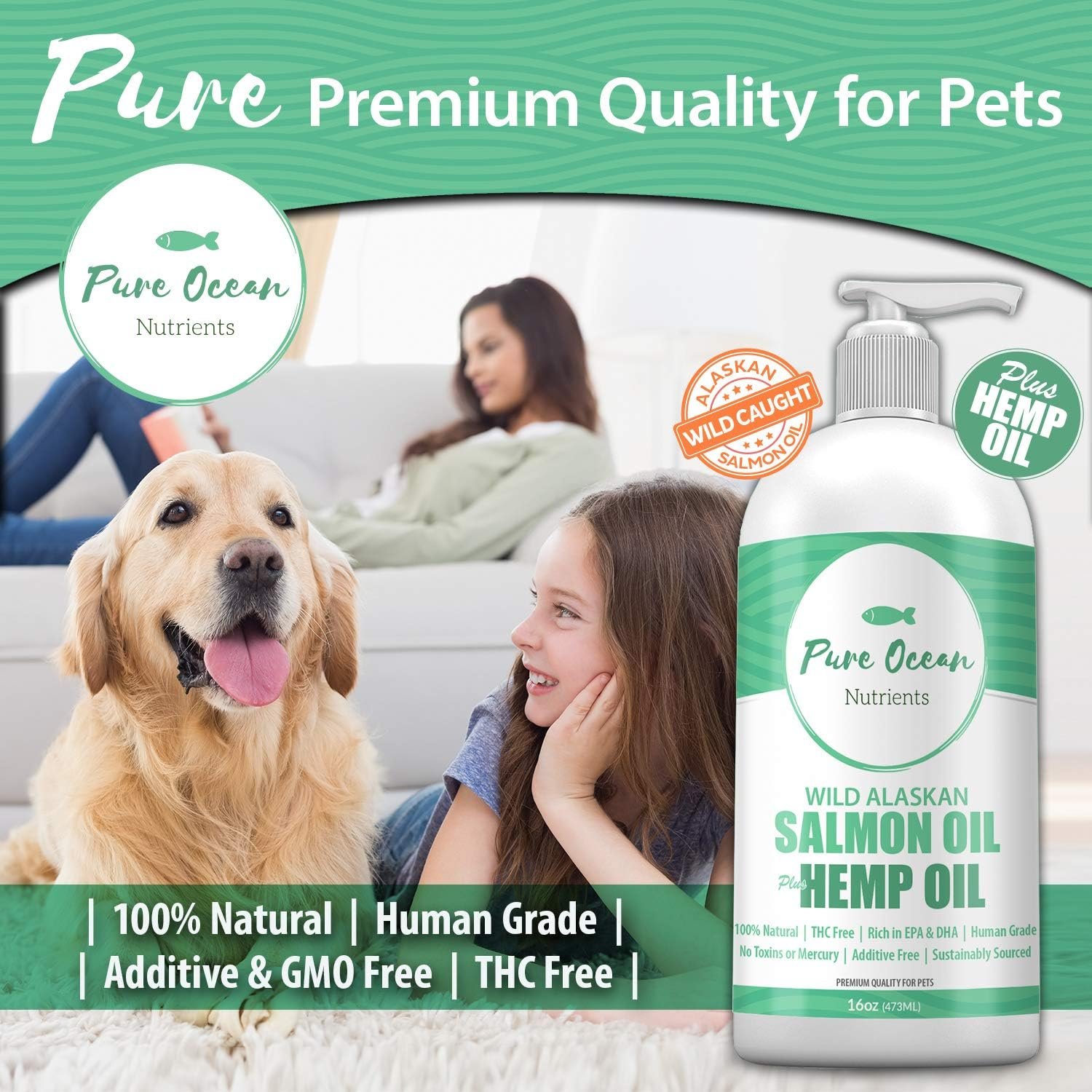 Wild Alaskan Salmon Fish & Hemp Seed Oil for Dogs 16 oz; Natural Liquid Supplement with Omega 3's Support Joint, Heart, and Immune Health; Essential Fatty Acids Promote a Shiny Coat and Healthy Skin - Image 4