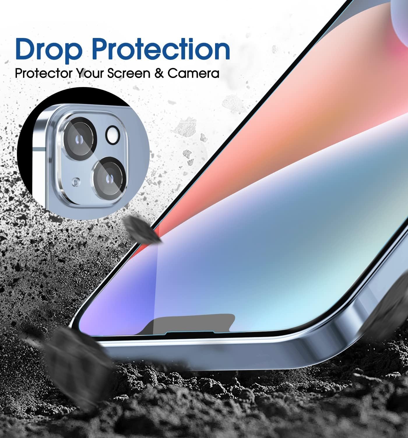 amFiIm 2 Pack Tempered Glass Screen Protector + Camera Lens Protector for iPhone 14 6.1", Easy OneTouch Installation, Auto-Alignment, Bubble Free Case Friendly, Anti-Scratch - Image 5