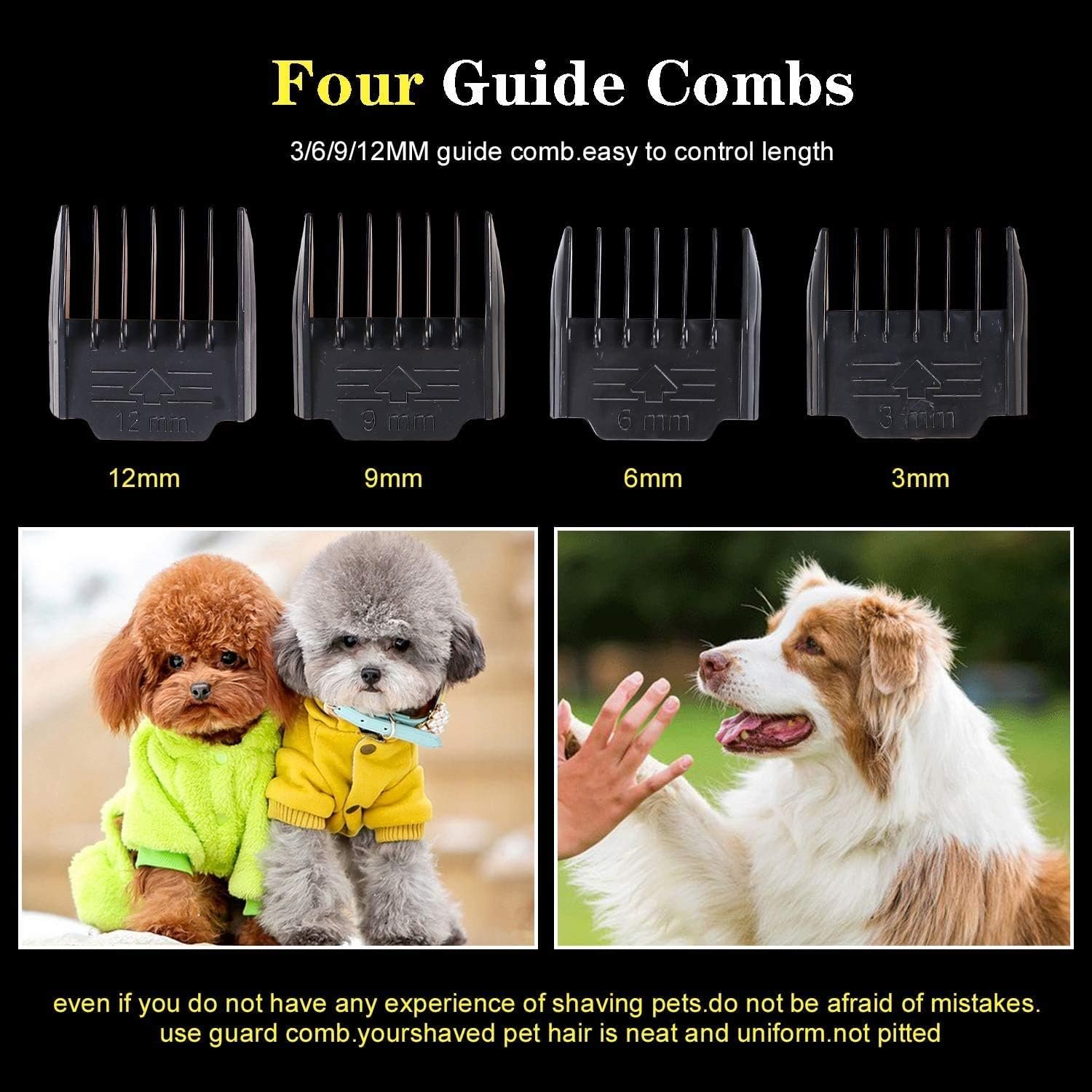 Dog Clippers for Grooming, 12V Dog Hair Clipper, Professional Heavy Duty Pet Grooming Clipper Corded Pet Hair Trimmer for Thick Coats with Guard Combs Brush for Dogs Cats - Image 8