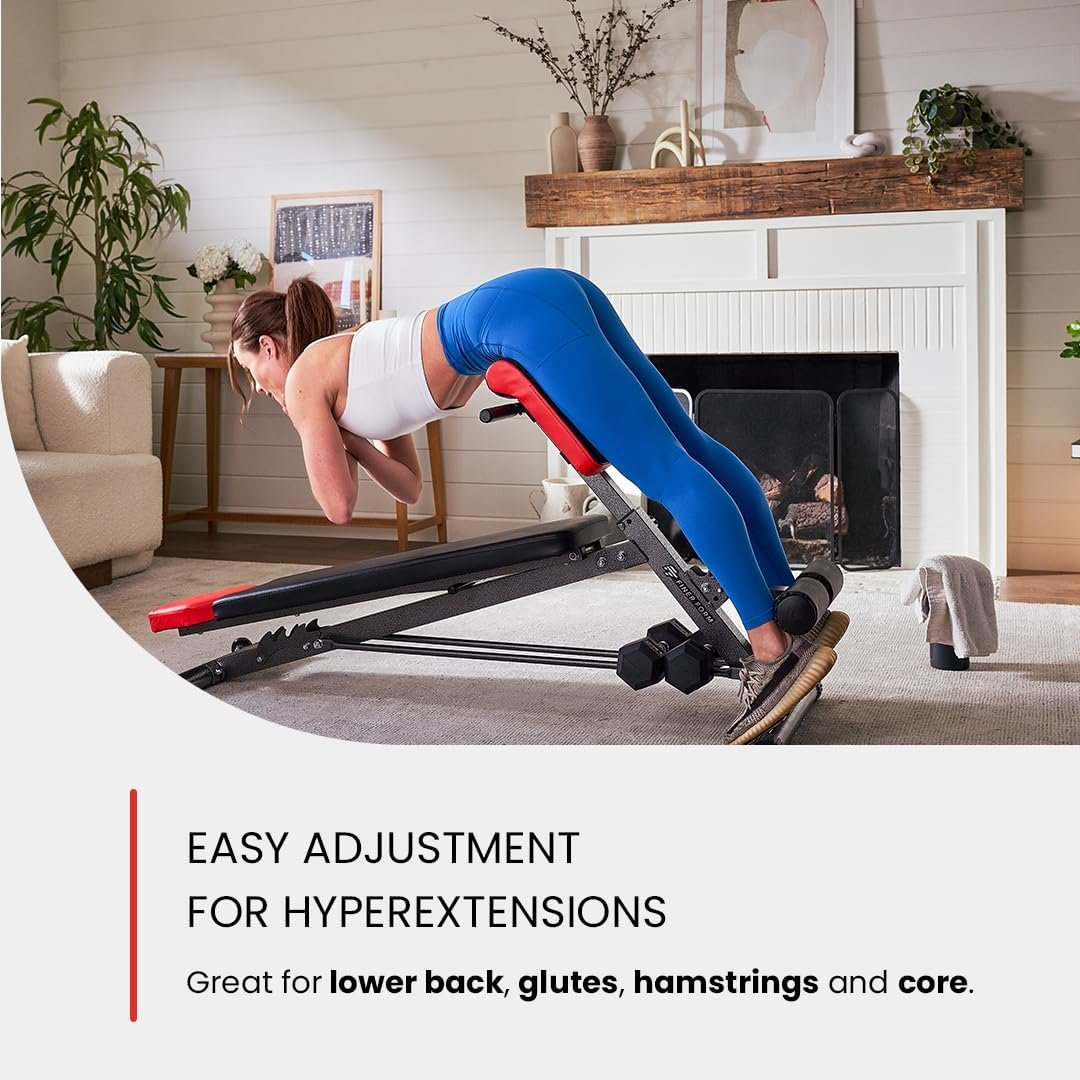 Finer Form Multi-functional Adjustable Weight Bench with Free Workout Chart. Adjust to Hyper Back Extension, Roman Chair, Ab Sit Up Bench , Decline, Flat, No Incline. Perfect Workout Equipment for a Weights Dumbbells Set - Image 4