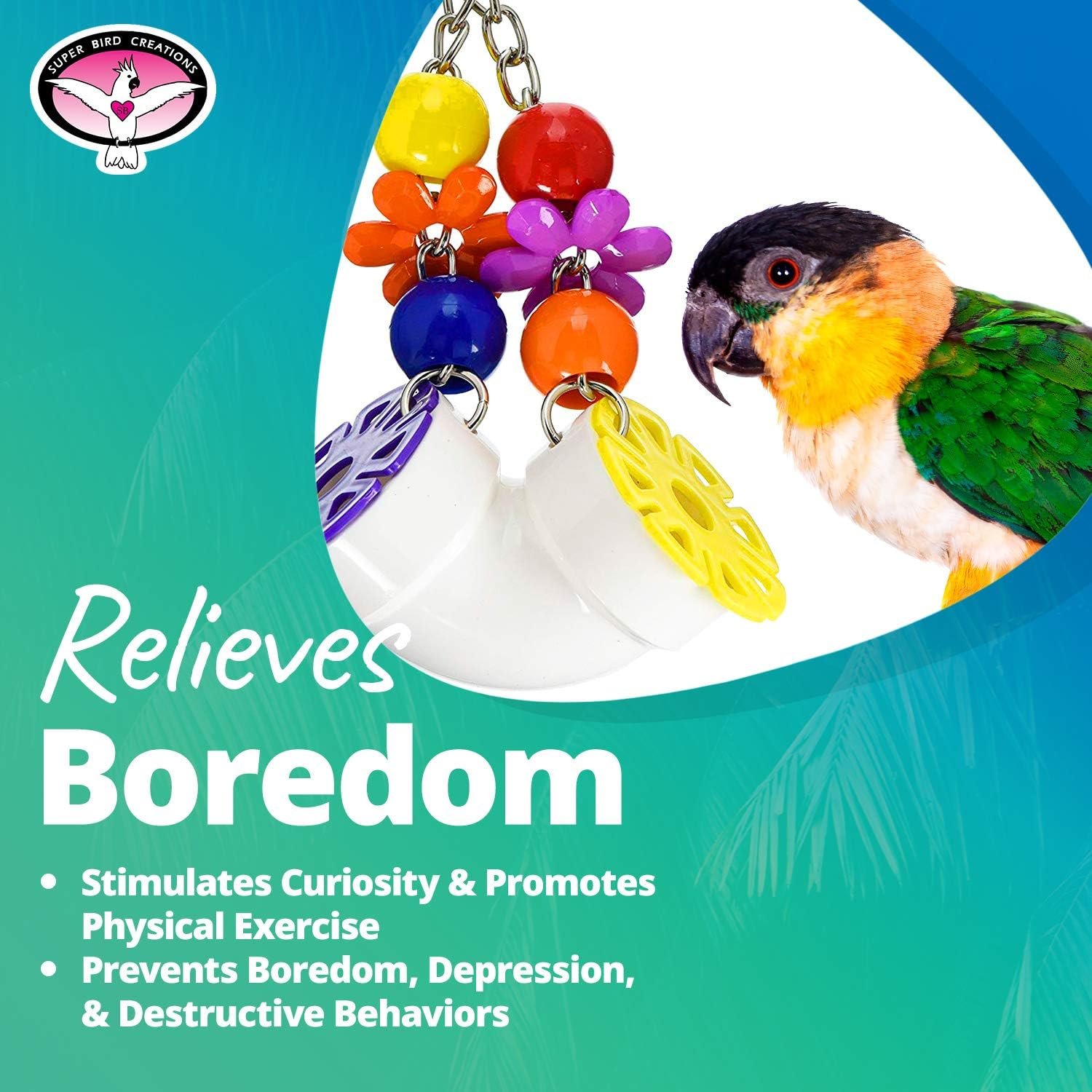 Super Bird Creations SB751 PVC Forager Bird Toy, Medium/Large Bird Size, 3” x 5” x 8” - Image 9