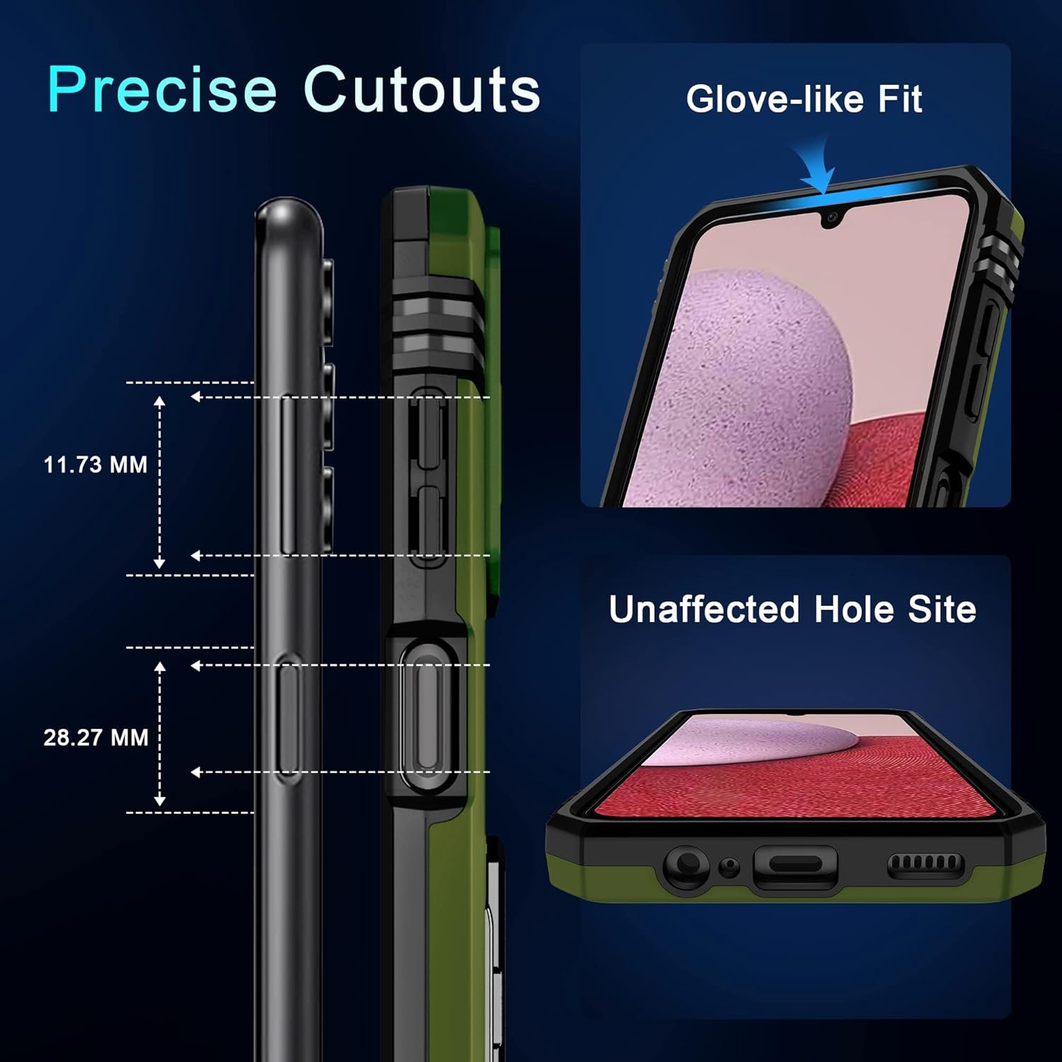 DEERLAMN Case for Samsung Galaxy A14 5G with Slide Camera Cover+Screen Protector(2 Packs),Rotated Ring Kickstand Military Grade Shockproof Protective Cover-Olive Green - Image 6