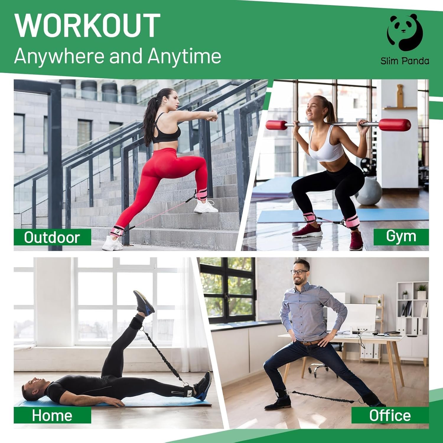 Slim Panda Ankle Resistance Bands with Cuffs,Leg Resistance Bands for Booty Workout Equipment for Kickbacks Hip Fitness Training - Image 8