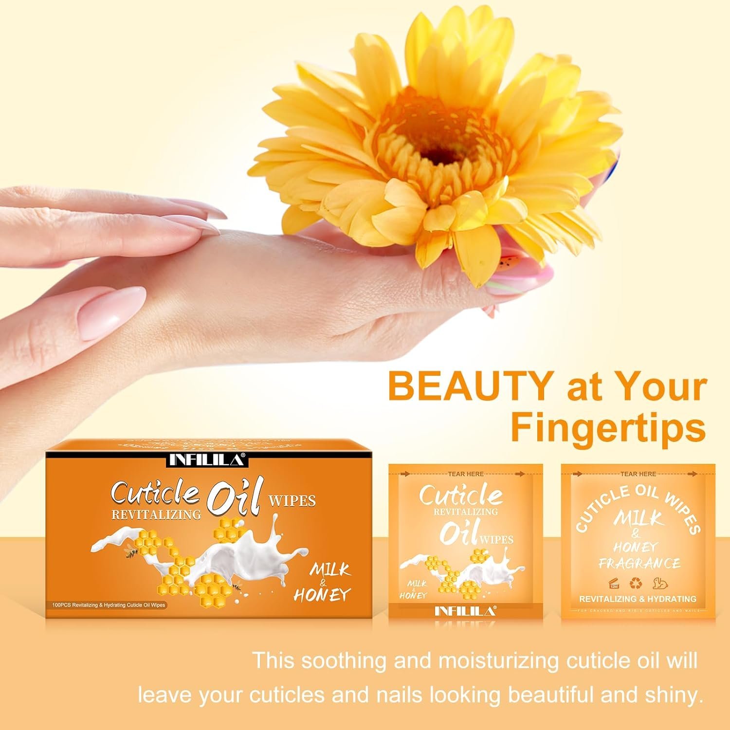 NXJ INFILILA Cuticle Oil Bulk 3.3 Fl Oz, 100Pcs Mini Cuticle Oil for Nails, Hydrating Cuticle Care Product Ttravel Size for Repaired Cuticles Overnight, Cuticle Repair and Nail Care (Milk & Honey) - Image 8