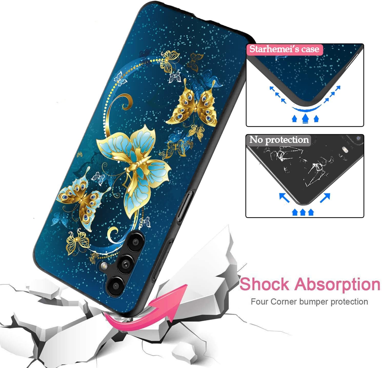 for Galaxy A14 5G Case, Samsung Galaxy A14 5G Case, TPU Slim Silicone Rubber Flexibility Soft Protective Cover Protector Phone Case for Samsung Galaxy A14 5G (Butterfly) - Image 6