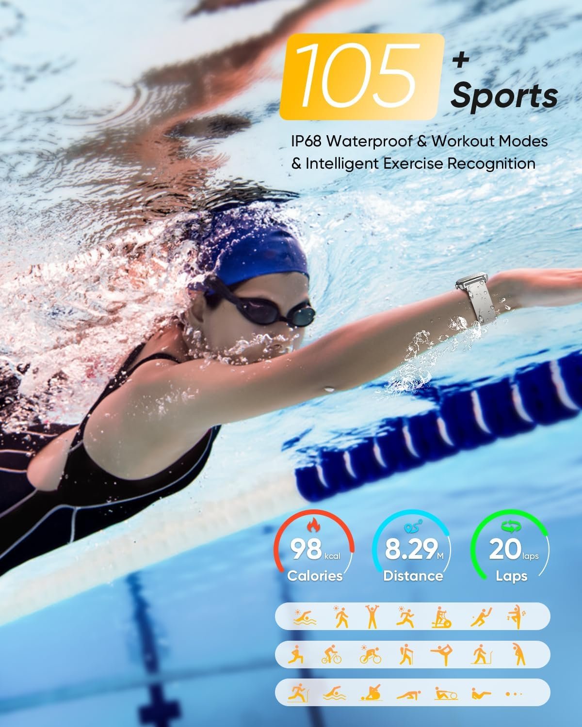 Fitpolo Smart Watch for Men Women with Bluetooth Call, Alexa Built-in 1.8" Blood Oxygen Heart Rate Sleep Fitness Watch, 105+ Sports Modes Smartwatch, Activity Tracker for Android iOS Phone - Image 6