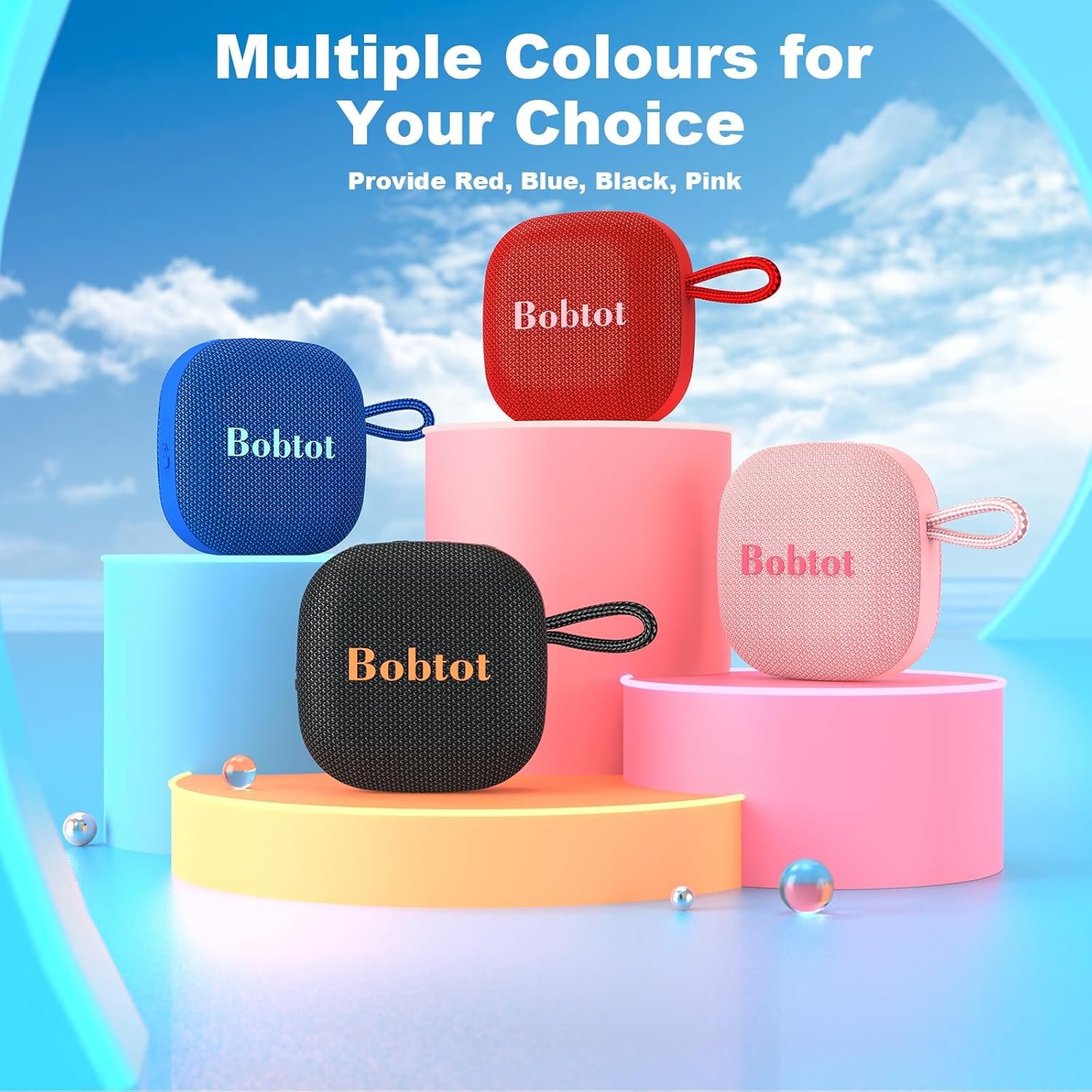 Bobtot Bluetooth Speaker Portable Wireless Speakers - 16 Hours Playtime Waterproof Speaker, Loud Stereo Sound, Mini Speaker with TWS, Built-in Mic, Strap to Carry for Home Travel Sport, Red - Image 9