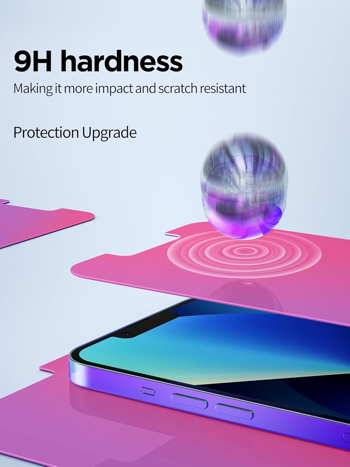 Compatible for iPhone 12/iPhone 12 Pro Privacy Screen Protector Tempered Glass 6.1 Inch, Pink Gradient Anti Spy Anti Blue Light HD Easy Installation - Image 5