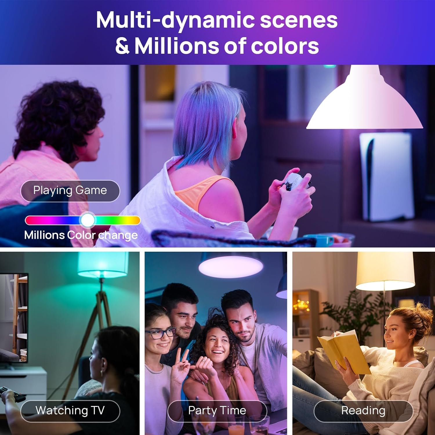 Consciot Smart Light Bulbs, WiFi Bluetooth Color Changing LED Light Bulb, Music Sync, 60W Equivalent Smart Bulb, A19 E26 RGBTW Light Bulbs That Works with Alexa/Google Home/Apple Home/Siri, 3 Pack - Image 6