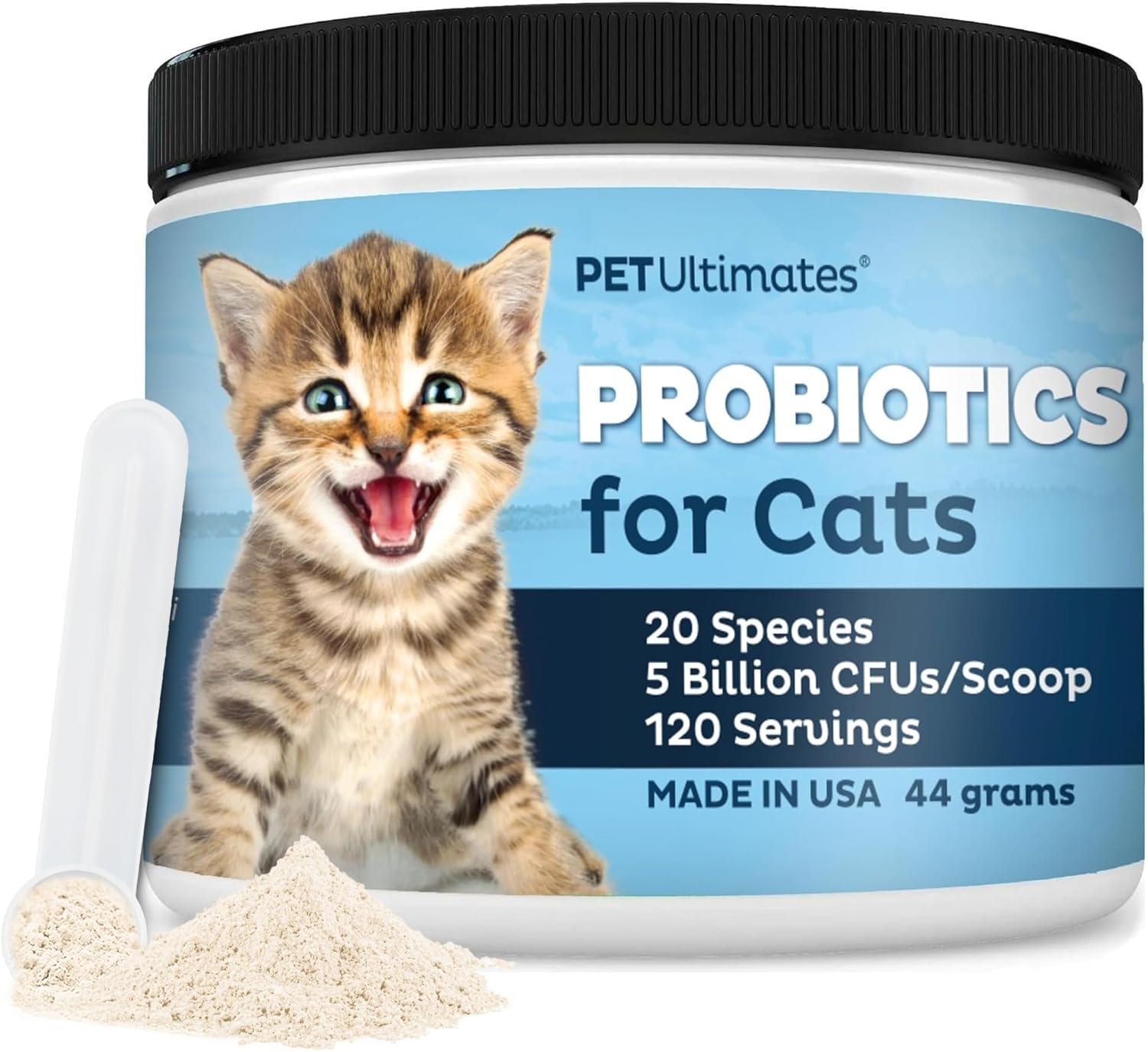 Pet Ultimates Probiotics for Cats – 20-Species Cat Probiotic Powder to Treat Diarrhea, Vomiting, Digestive Support & Cat Antibiotics Recovery – Cat Health Supplies (44 gr) - Image 2