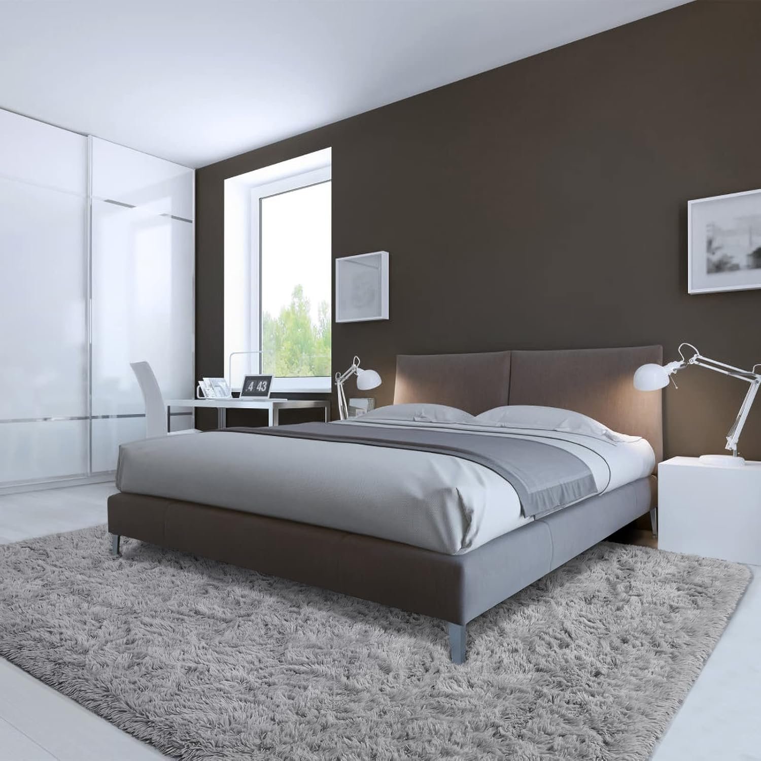 LOCHAS Ultra Soft Indoor Modern Area Rugs Fluffy Living Room Carpets for Children Bedroom Home Decor Nursery Rug 4x5.3 Feet, Gray - Image 4