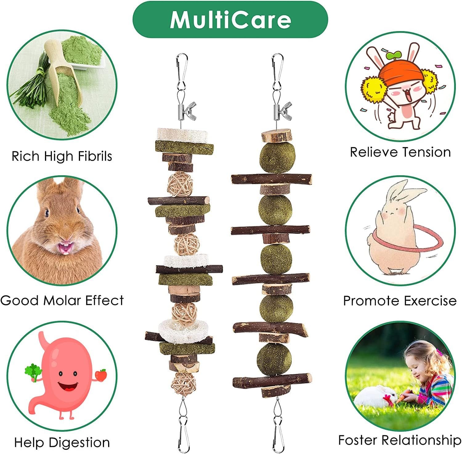 KATUMO Rabbit Chew Toys, 68 PCS DIY Hamster Chew Toys Kit Bunny Teeth Care Molar Toys Ideal for Rabbit, Guinea Pig, Chinchilla, Hamster, Squirrel, Gerbils Etc Small Rodent Pets' Teeth Grinding - Image 6