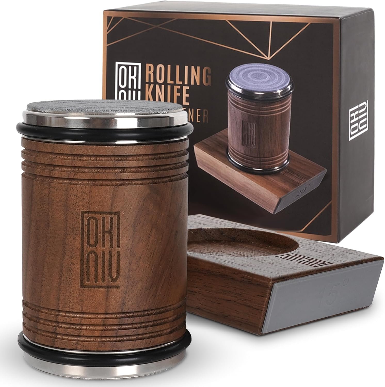 Rolling Block Knife Sharpener – 3-Magnet Support Ceramic Disc Kitchen Knife Sharpener for Chef’s Knives, Bread Knives, Japanese Knife – Non-Slip Silicone Feet Knife Sharpeners for Kitchen Knives - Image 2