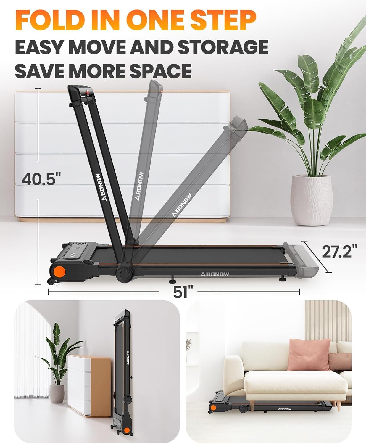 Walking Pad, Under Desk Treadmill with Incline for Home Office 2.5HP Portable Walking Treadmill with 280 Lbs Weight Capacity Walking Machine, Remote Control, LED Display - Image 8