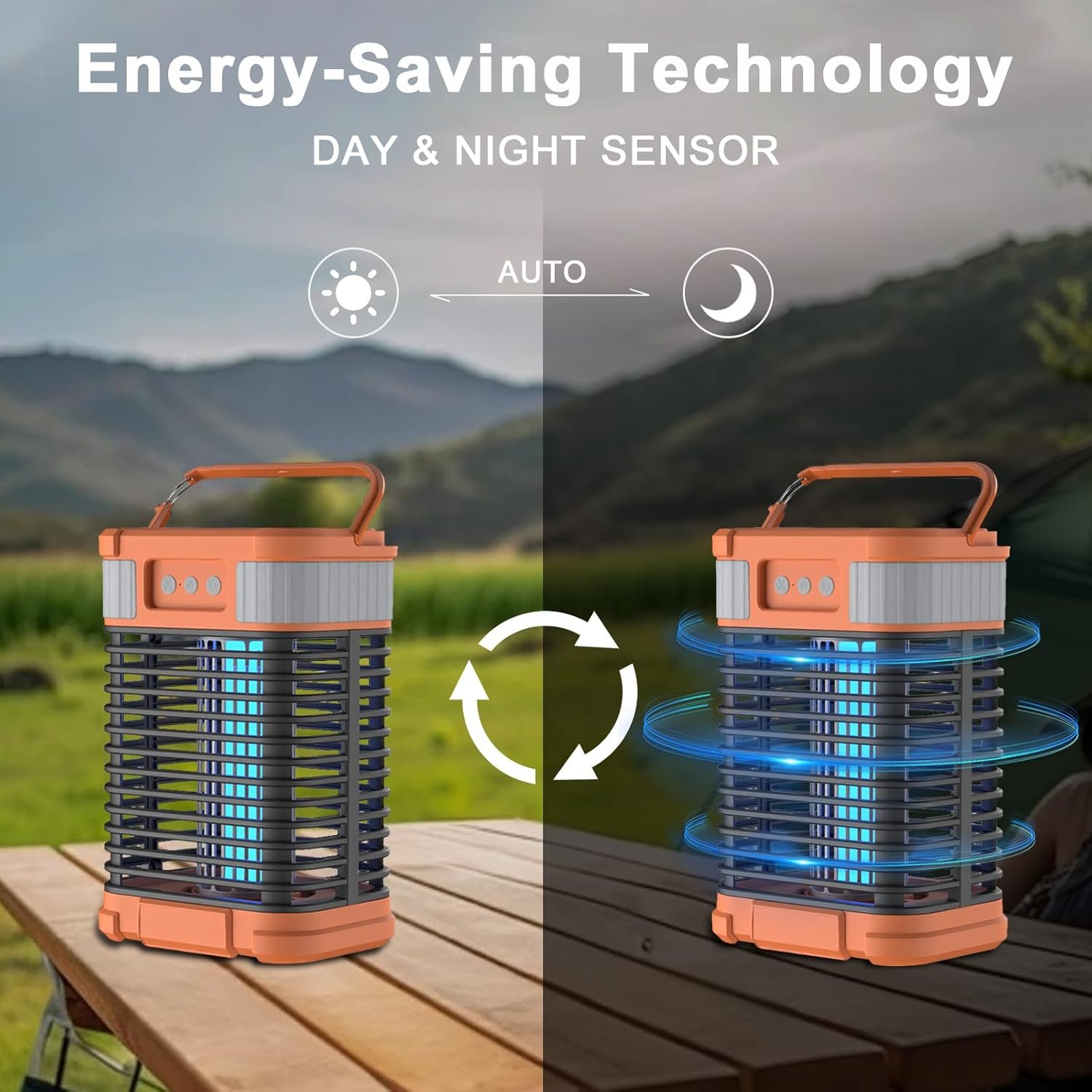 Solar Bug Zapper, 4200V Mosquito Zapper, Cordless & Rechargeable Bug Zapper Outdoor with LED Light, Portable Waterproof Electric Fly Zapper with Hook, for Patio Camping Backyard Garden - Image 9