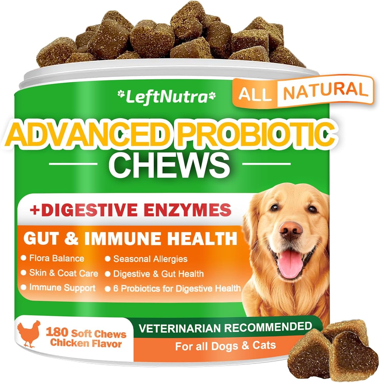 Probiotics for Dogs: Advanced Dog Probiotics & Digestive Enzymes, Digestion & Health Supplement, Support Gut Health, Itchy Skin, Immunity,Yeast Balance, Prebiotics Fiber Supplement Reduce Diarrhea,Gas - Image 2
