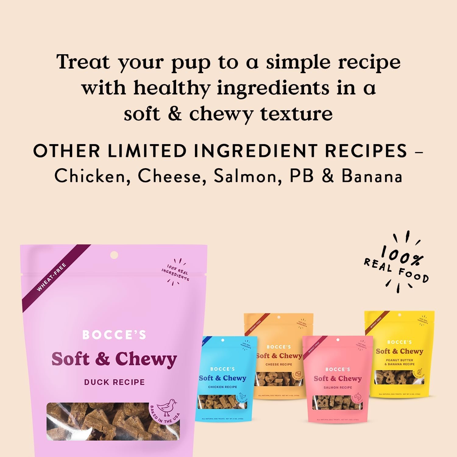 Bocce's Bakery Oven Baked Duck Recipe Treats for Dogs, Wheat-Free Everyday Dog Treats, Made with Real Ingredients, Baked in The USA, All-Natural Soft & Chewy Cookies, Duck, 6 oz - Image 5