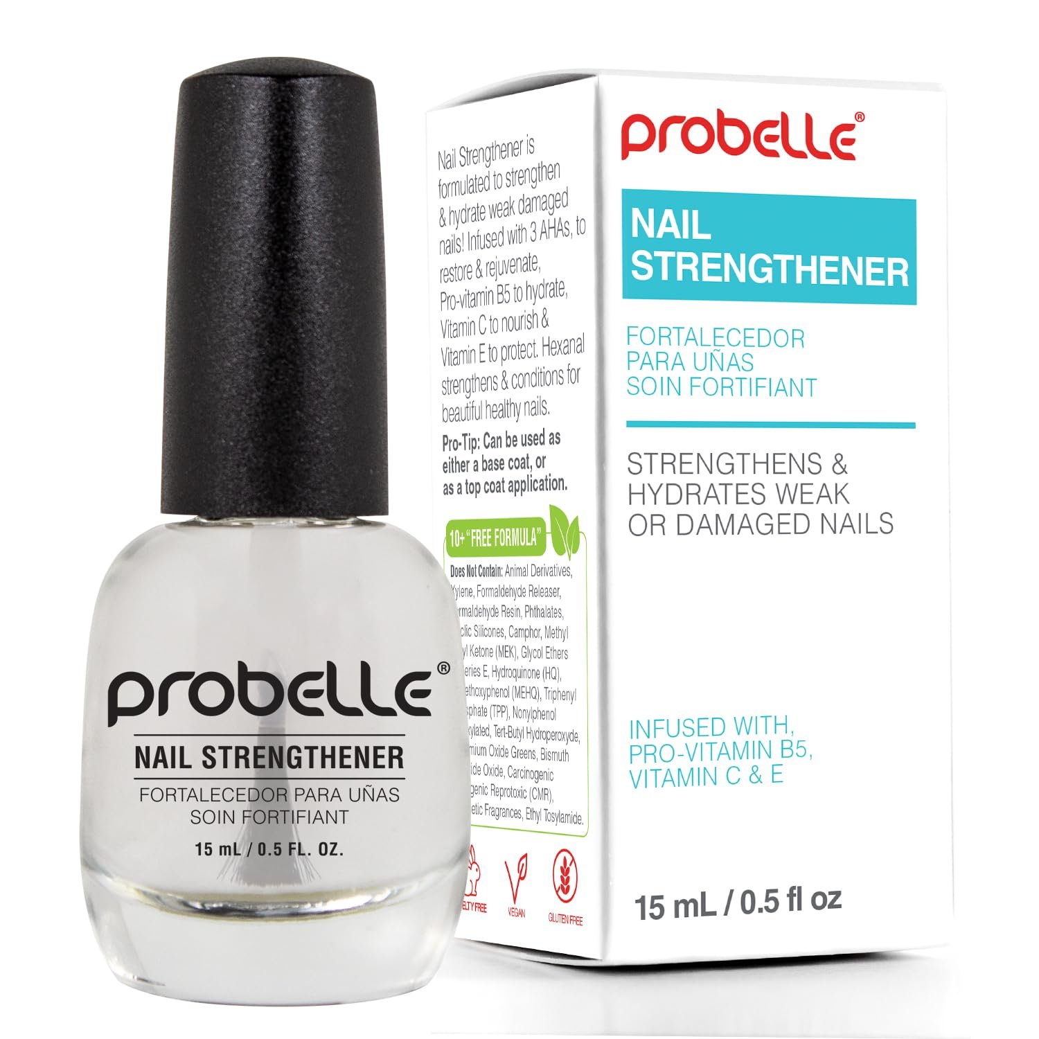 Probelle Nail Strengthening Formula, Nail Growth & Conditioning, Stops Splits, Chips, Cracks & Strengthens Nails, Clear - Image 2