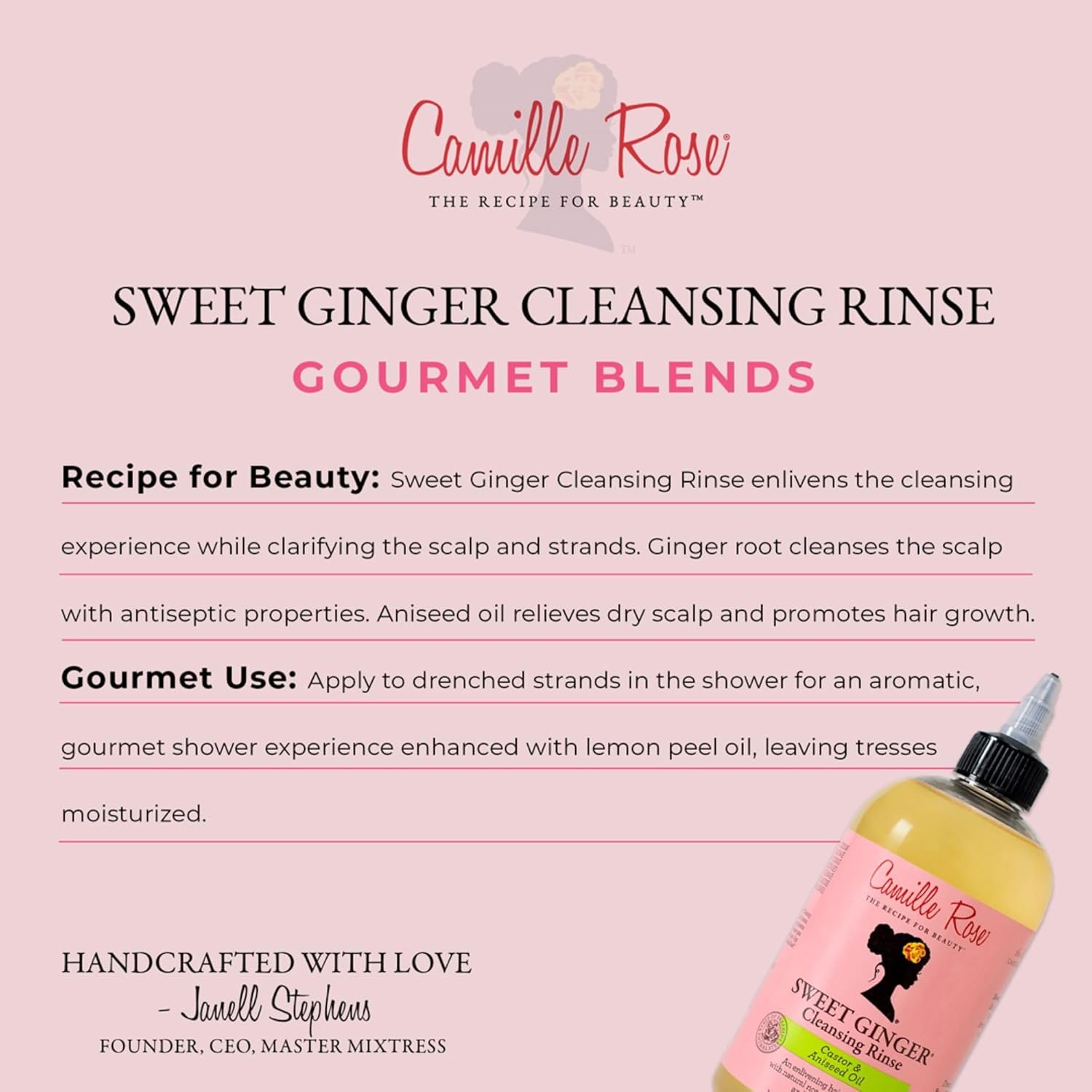 Camille Rose Sweet Ginger Rinse, Hair and Scalp Cleanser with Ginger Root and Aniseed Oil, to Clarify and Moisturize, for all Hair Types, 12 oz - Image 4