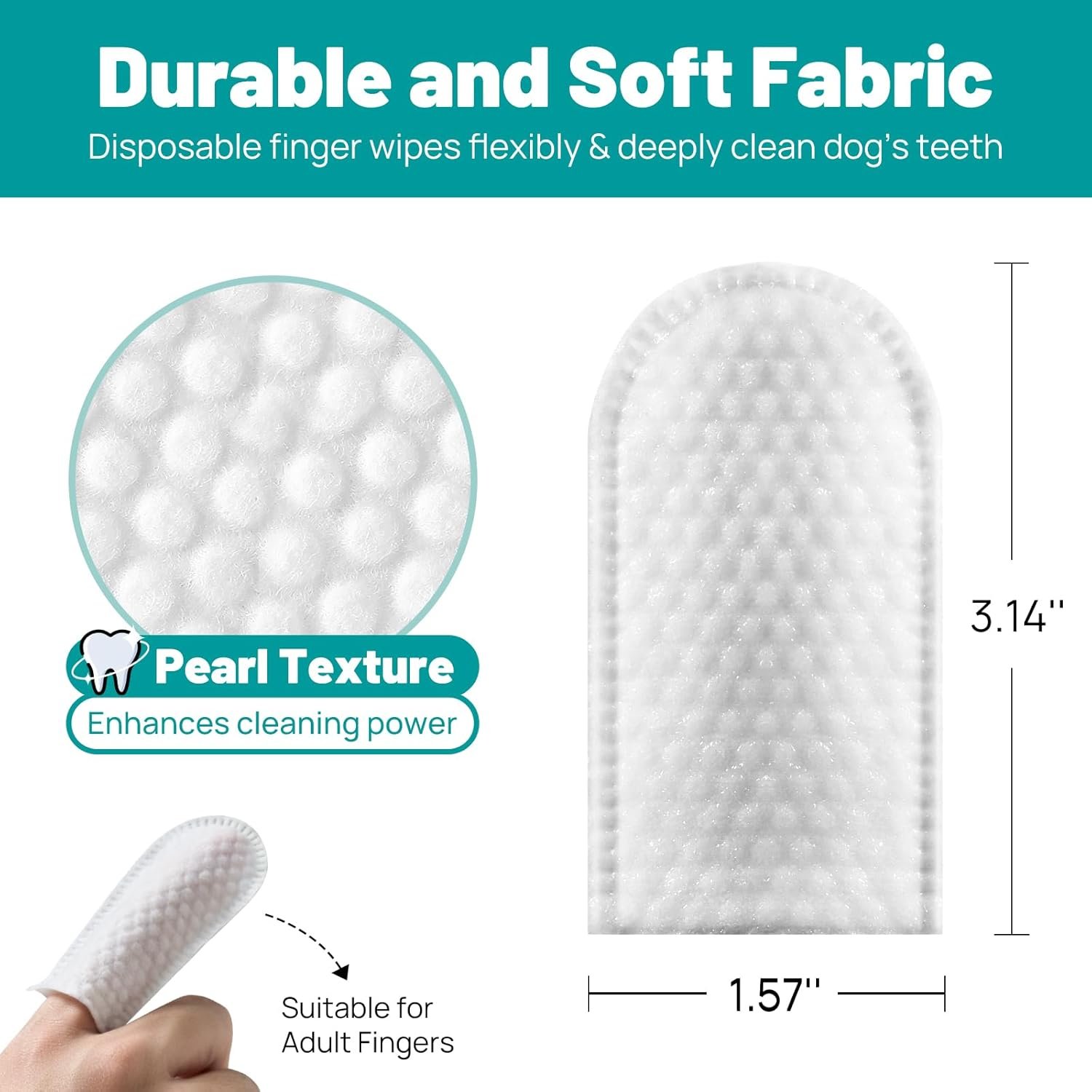 Dog Dental Care Wipes - Cat & Dog Teeth Cleaning Finger Wipes - Dog Tooth Brushing Kit Dental Wipes - Reduces Plaque & Freshens Breath (50 Pcs) - Image 6