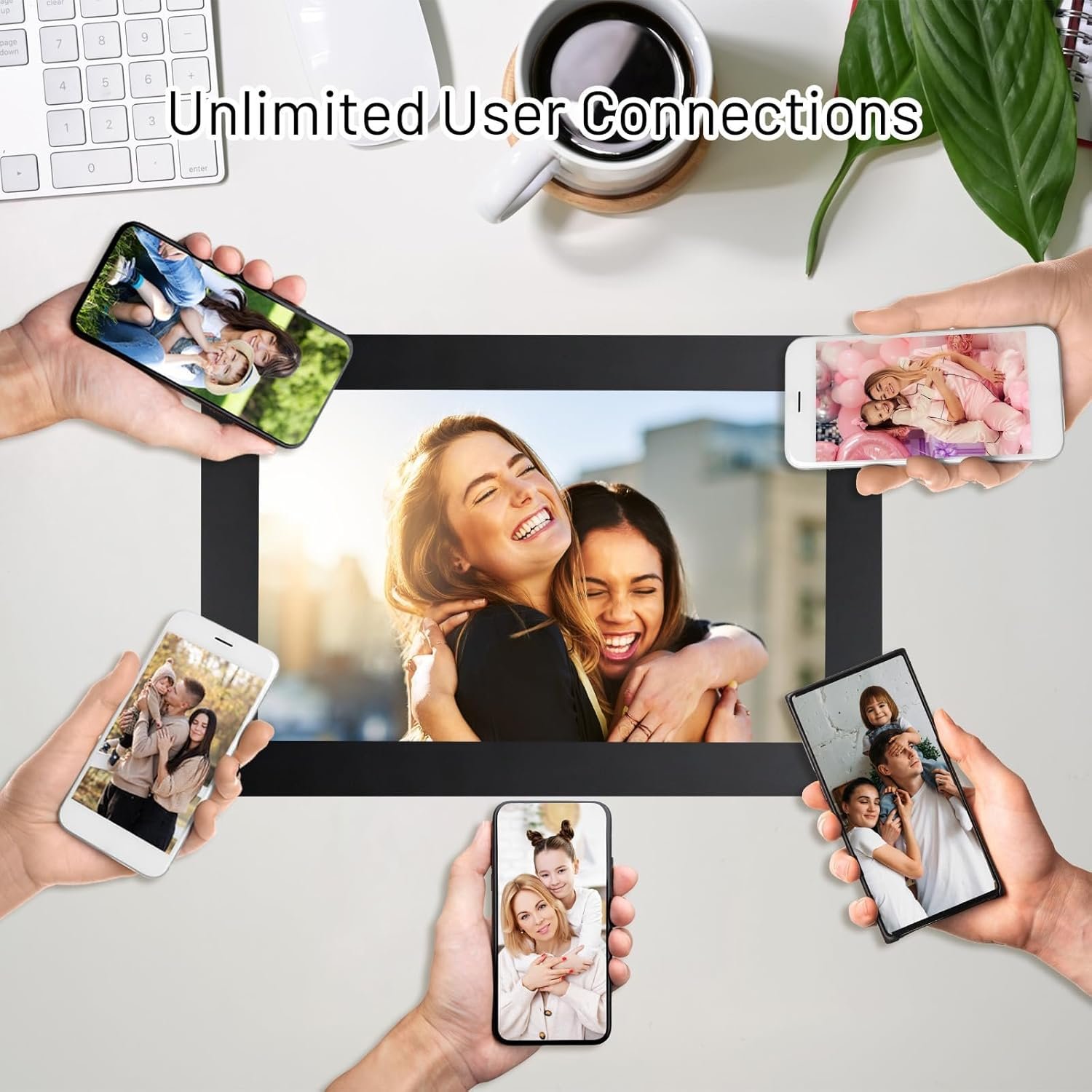 AEEZO 10.1 Inch WiFi Digital Picture Frame, IPS Touch Screen Smart Cloud Photo Frame with 32GB Storage, Auto-Rotate Easy Setup to Share Photos or Videos via AiMOR APP, Wall Mountable Black - Image 8