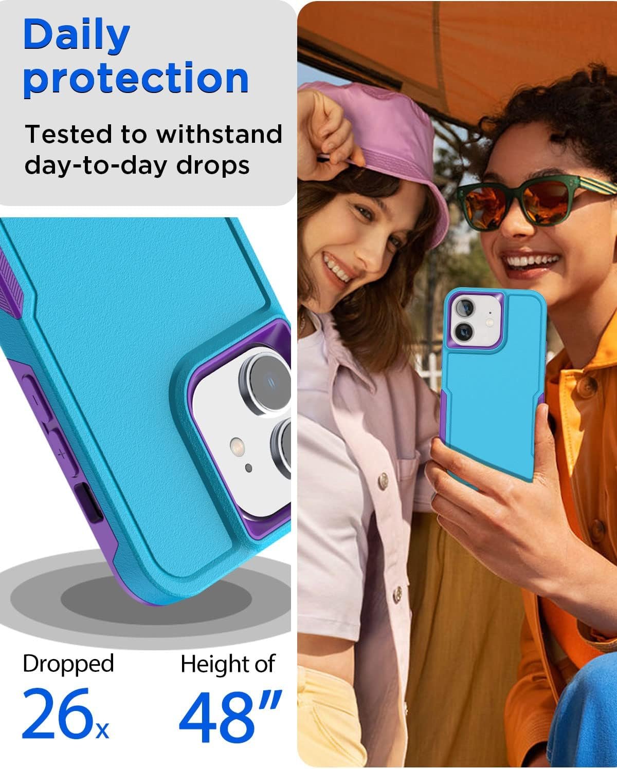 AICase for iPhone 12/iPhone 12 Pro Case with Glass Screen Protector,Heavy Duty Drop Protection Full Body Rugged Shockproof Military Protective Tough Durable Cover for iPhone 12/iPhone 12 Pro 6.1"_3 - Image 5