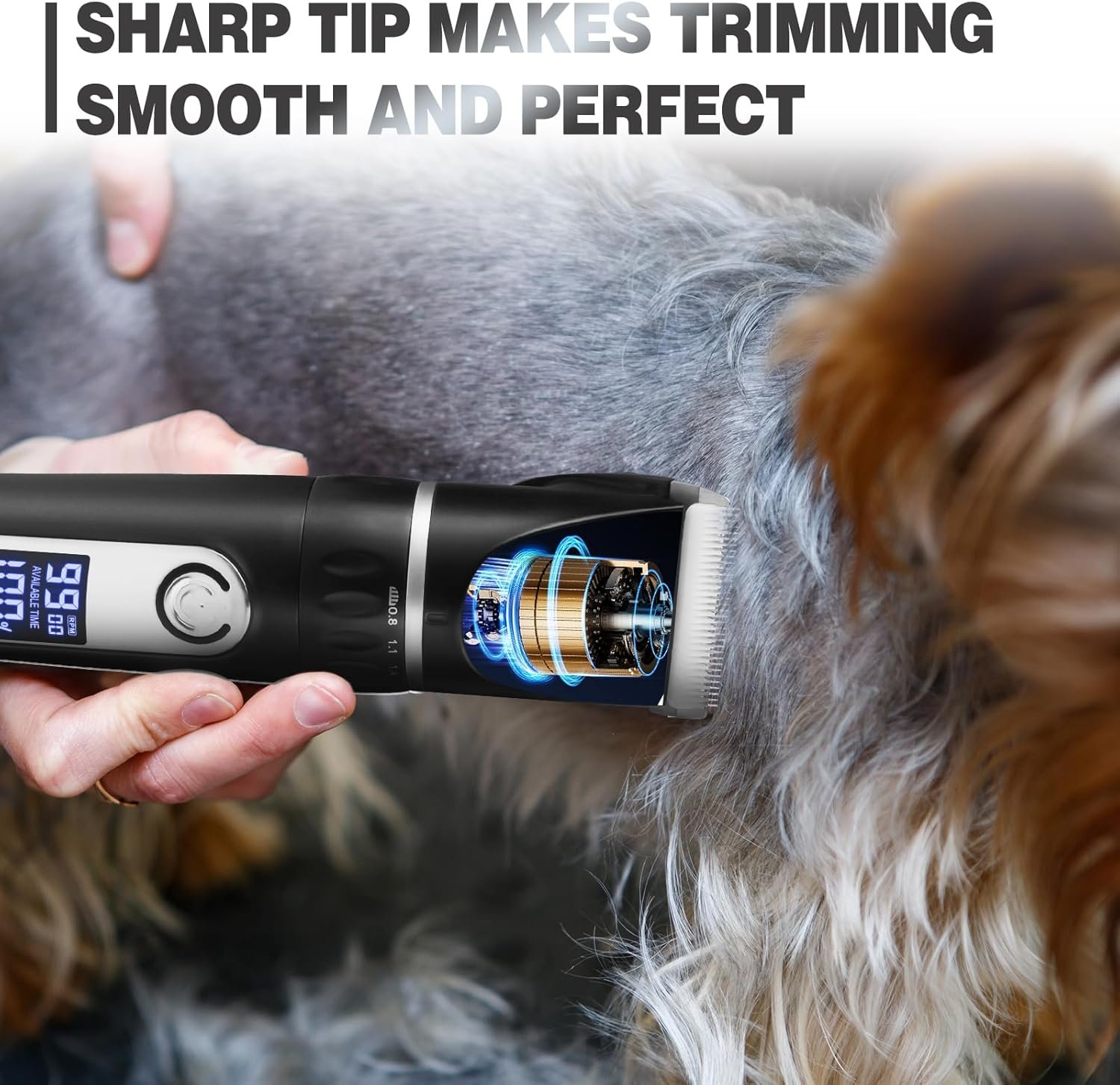 Dog Grooming Kit with LCD Display, Low Noise Dog Clippers for Grooming, Heavy Duty Dog Trimmer, Dog Grooming Supplies with Scissor, Shaver for Dogs Cats Pets, Electric Quiet Cordless - Image 7