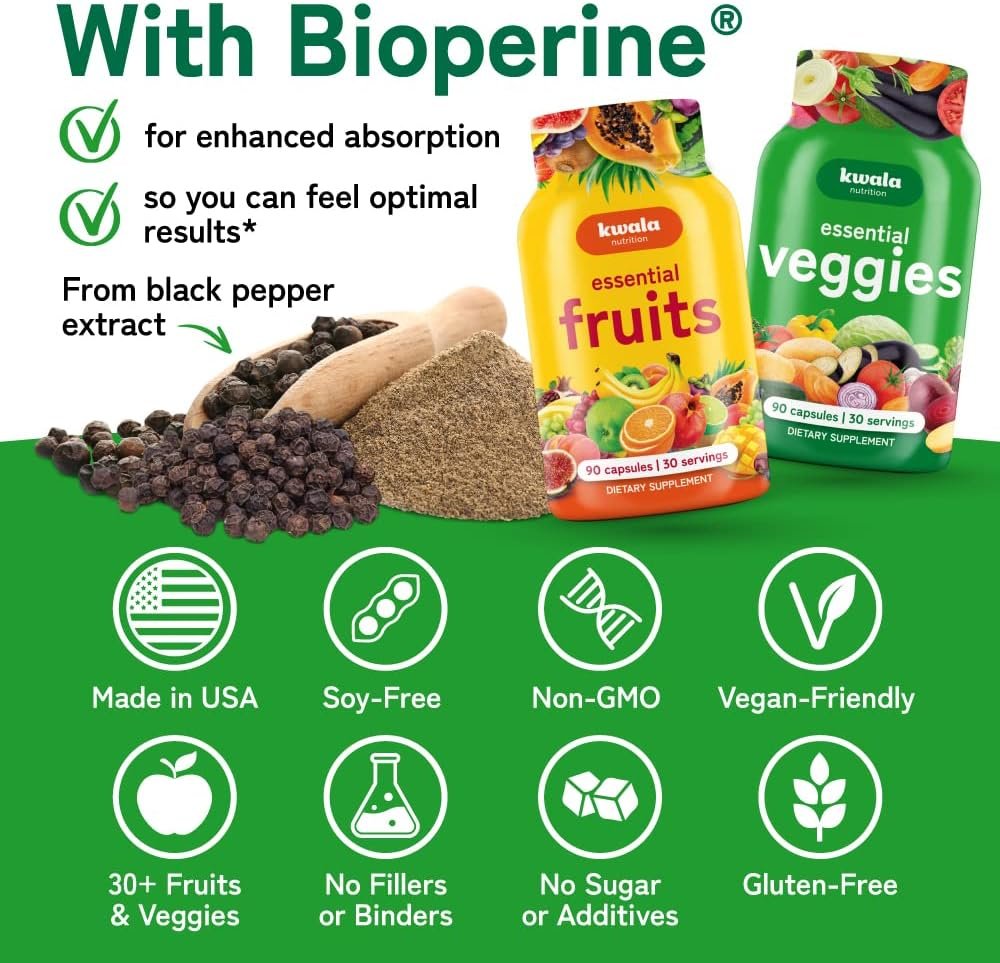 Fruit and Veggies Supplement - 90 Fruit & 90 Veggie Capsules - Fruits and Vegetables Supplements - Non GMO, Soy Free, Made in USA (Pack of 2) - Image 7