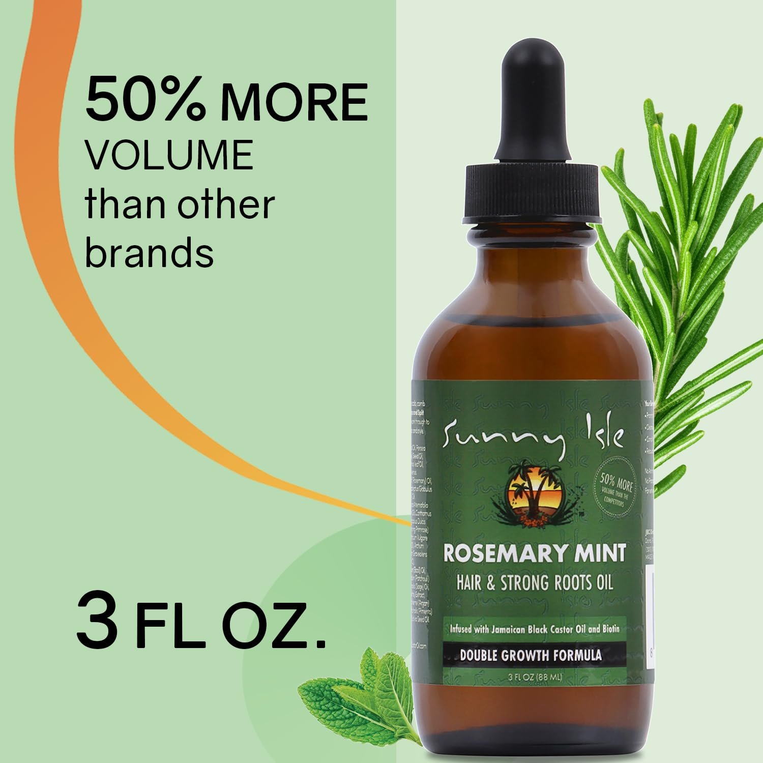 Sunny Isle Rosemary Mint Hair and Strong Roots Oil 3oz | Infused with Biotin & Jamaican Black Castor Oil | Strengthen and Nourish Hair Follicles | Dry Scalp, Split Ends - Image 5