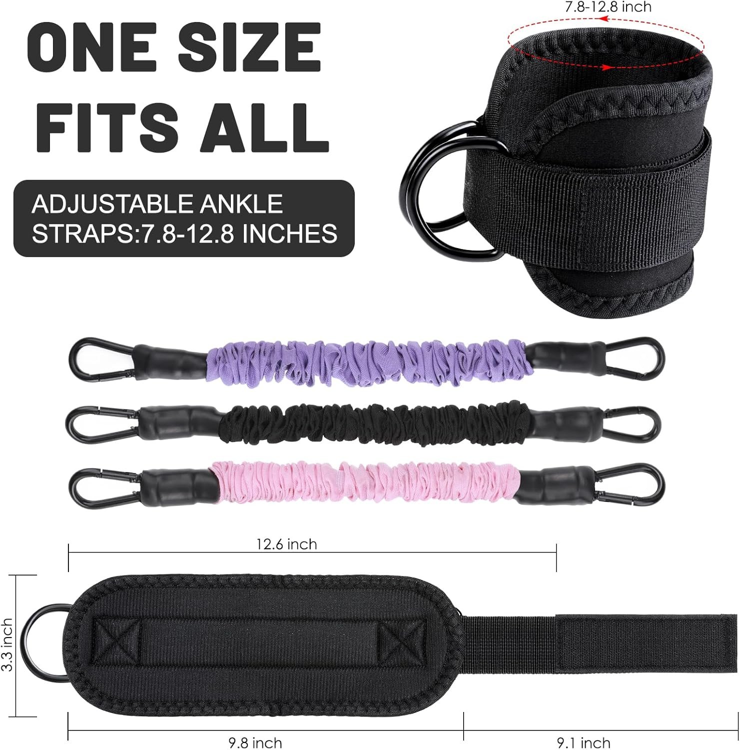 Ankle Resistance Bands with Cuffs, 3 Level Exercise Bands Workout Bands for Women, Resistance Bands for Leg Butt Training, Workout Equipment for Kickbacks Hip Gluteus Training Exercises - Image 7