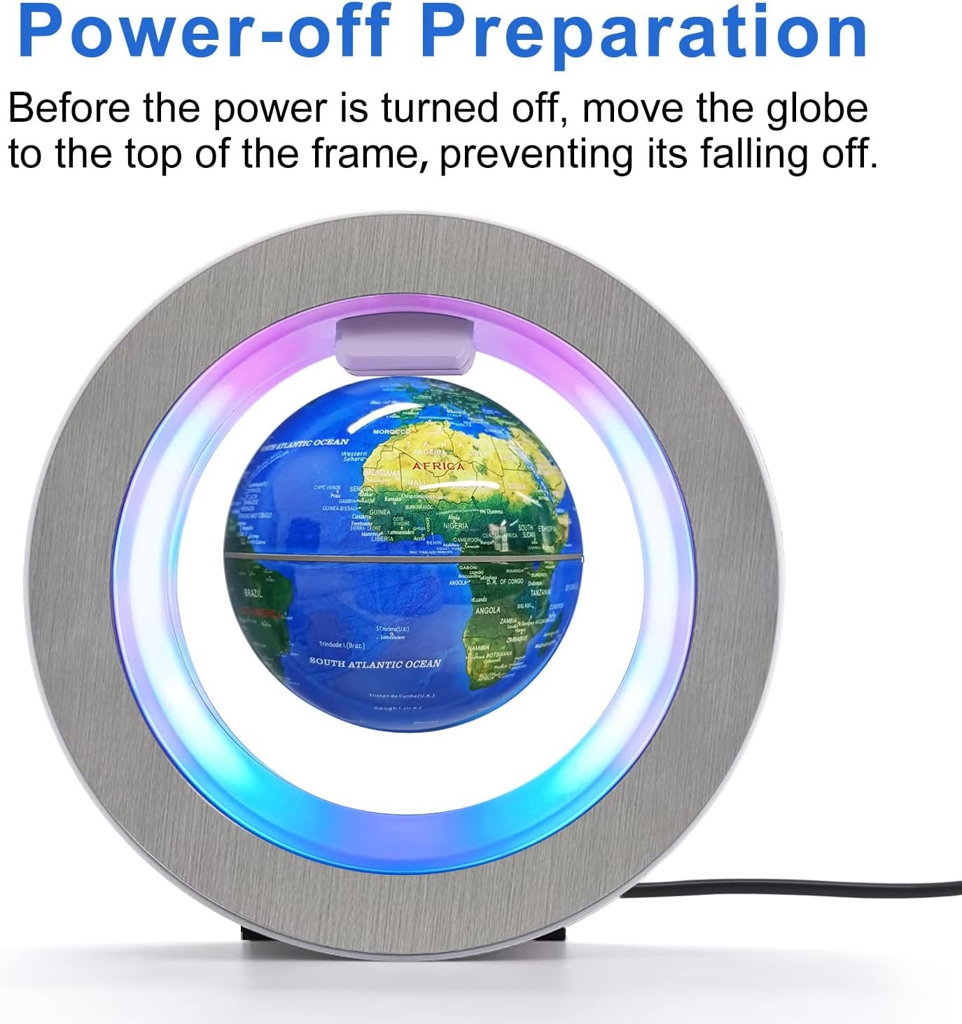 Flagest Magnetic Levitation Floating Globe - Levitating O Shape Globe with LED Lights for Educational Home Office Desk Decor - Birthday Holiday Party Item (4Inches Globe - Image 4