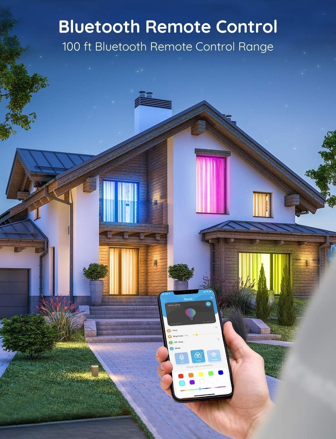 Govee LED Light Bulb Dimmable, Music Sync Color Changing, A19 7W 60W Equivalent, No Hub Required Multicolor Bluetooth Light Bulbs with App Control for Party Home (Don't Support WiFi/Alexa) - Image 4