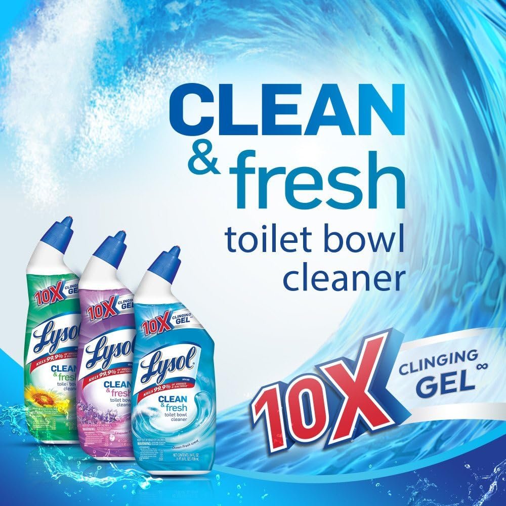Lysol Toilet Bowl Cleaner Gel, For Cleaning and Disinfecting, Stain Removal, Forest Rain Scent, 24oz - Image 4