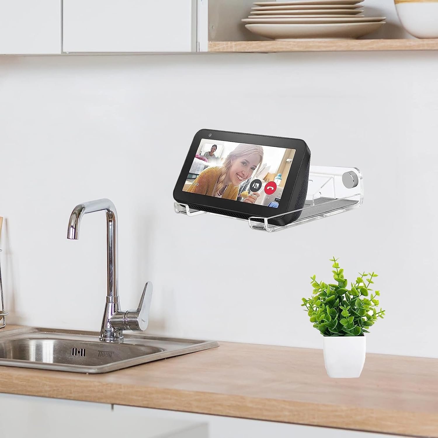 Show 5 Wall Mount Holder, Echo Show 5 Stand Wall Mount, Echo Show 5 Storage Rack, Acrylic Stand Shelf for Amazon Echo Show 5 (1st & 2nd Gen) - Image 3