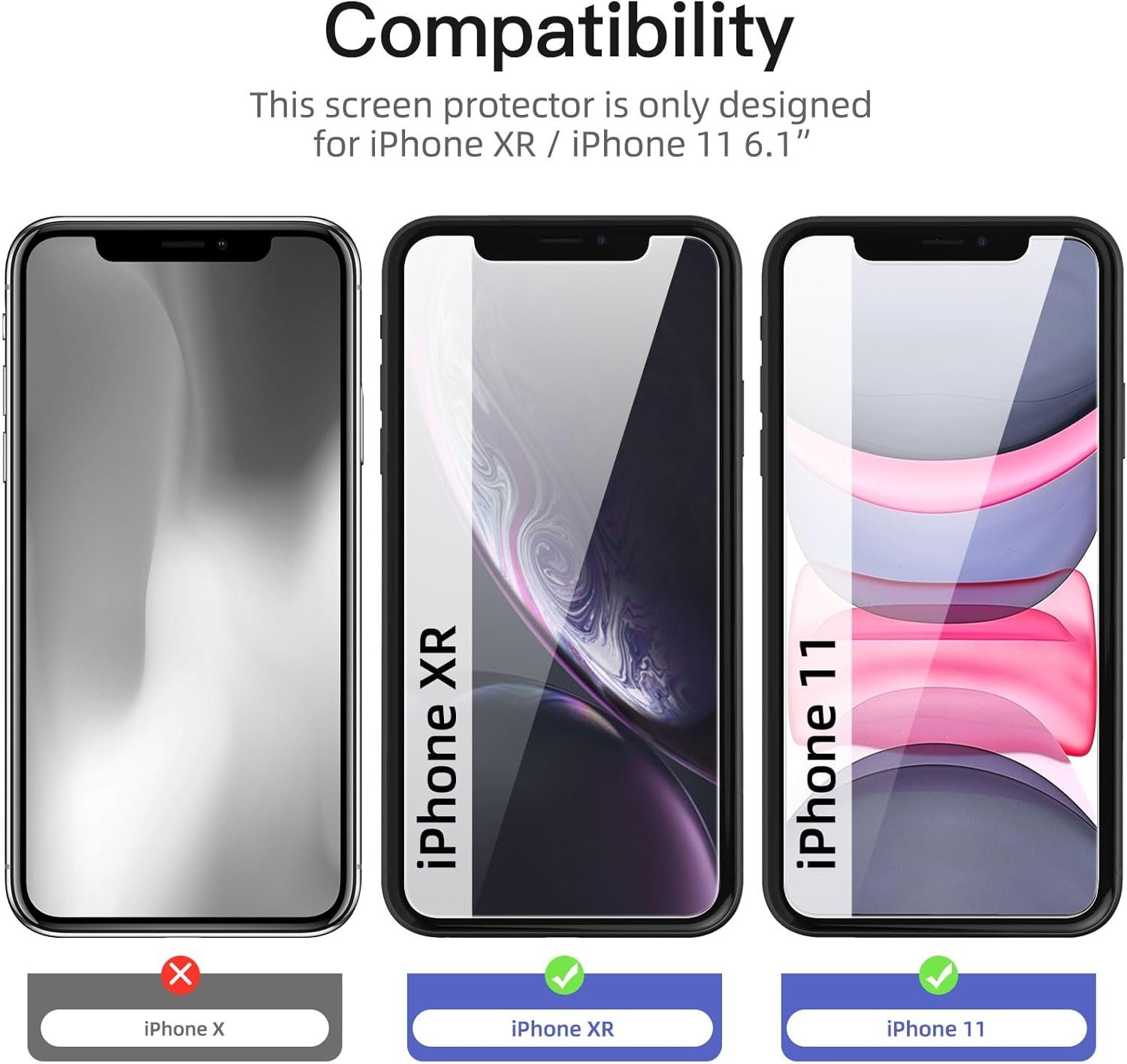 NEW'C 3 Pack Privacy Screen Protector for iPhone 11, iPhone XR, Balanced 35-Degree Privacy Angle with Eye Protection, Ultra Durable 9H Hardness, Bubble-Free - Image 3