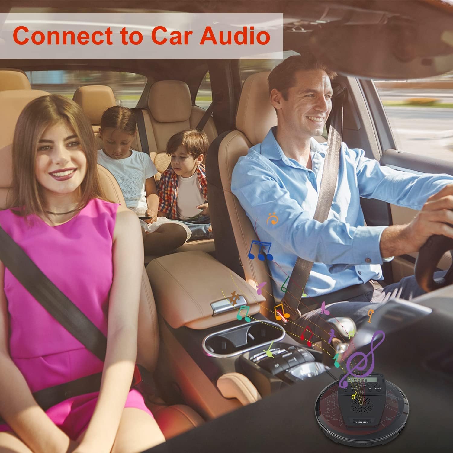 Rechargeable CD Player Portable with Bluetooth,Compact Anti-Skip Shockproof Walkman CD Player with Earphone, Stereo Speakers&LCD Display for Car/Home/Travel (AUX Output) - Image 8