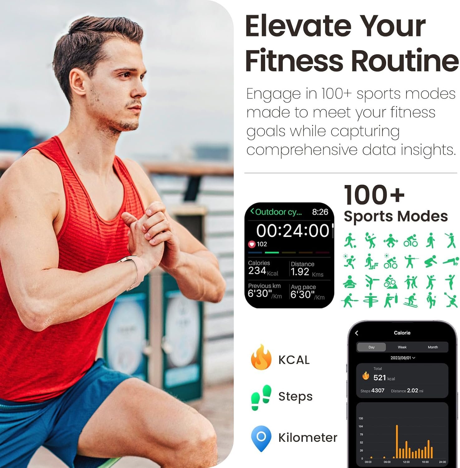 TOZO S4 AcuFit One Smart Watch 1.78" AMOLED Ultra-Clear Screen for Men Women, Call/Answer Fitness Tracker, Heart Rate Sleep Blood Oxygen Monitor IP68 Waterproof for iOS 11.0+ Android 9.0+ Rose Gold - Image 5