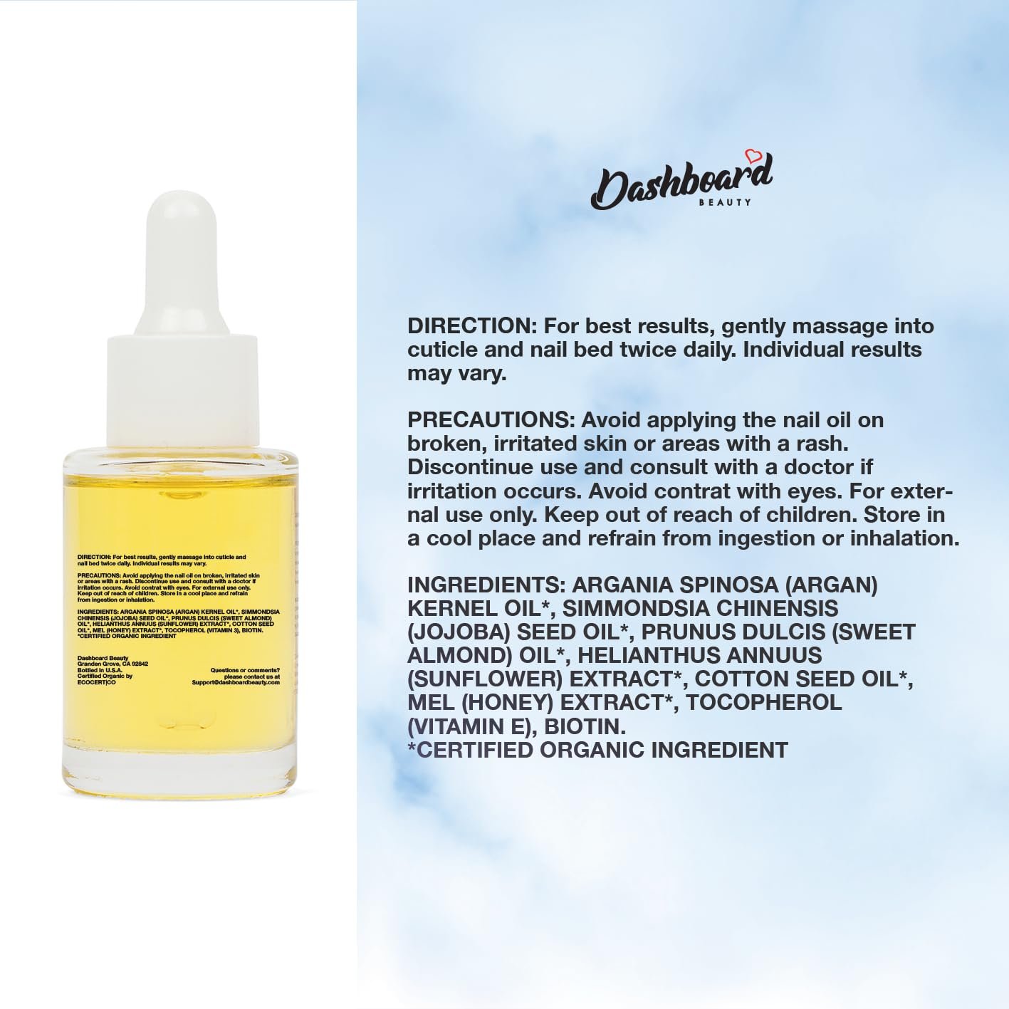 Dashboard Beauty Cuticle Nail Oil - Advanced Nail Moisturizer & Premium Nail Strengthener with Jojoba, Vitamin E - Repairs Damaged Nails, Nourishes, Enhances Growth - Salon-Grade, Deep Hydration, 1 oz - Image 7