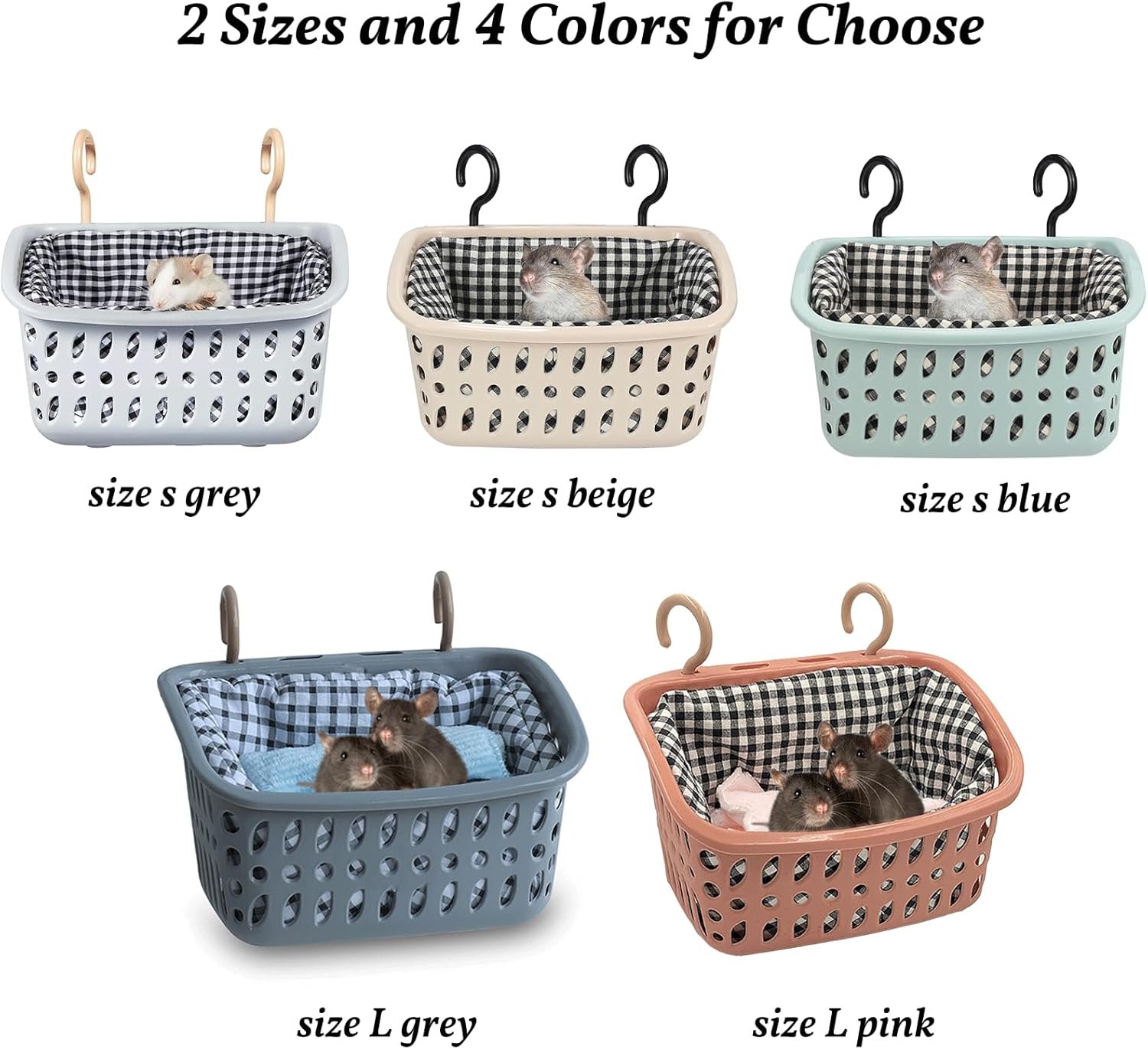 JWShang Rat Hammock for Cage Chew Proof, Rat Hanging Basket Bed with Sturdy Hooks, Pet Rat Cage Accessories for Mice Snuggling Sleeping, Safe and Cozy Small Animal Rodent Hammock for Rat Sugar Glider - Image 3