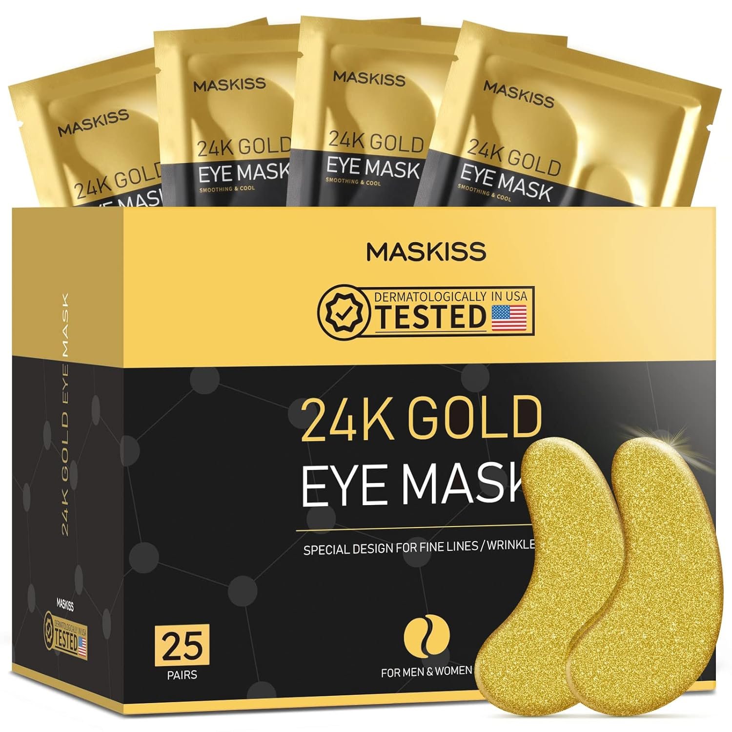 24k Gold Under Eye Patches (25 Pairs), eye mask, Collagen Skin Care Products, Eye Patches for Puffy Eyes, eye masks for dark circles and puffiness - Image 2