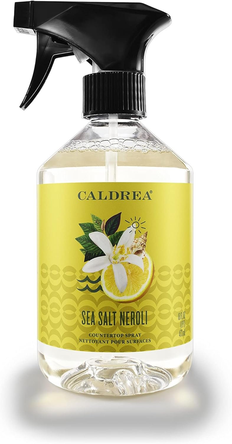 Caldrea Multi-surface Countertop Spray Cleaner, Made with Vegetable Protein Extract, Sea Salt Neroli Scent, 16 oz - Image 2