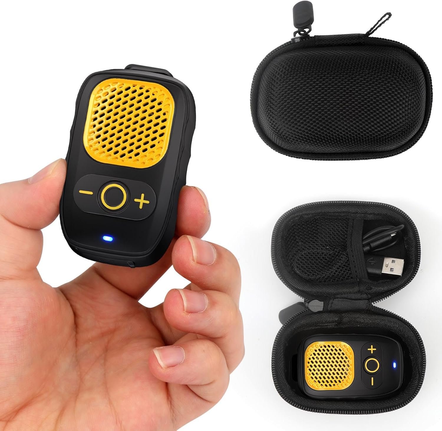 Wearable Bluetooth Speaker - 30H Working Time Clip-On Wireless Jobsite Pro Water-Resistant Portable Speaker — Built-in Mic for Hands-Free Music and Calls, Yellow (Non-Magnetic) - Image 2