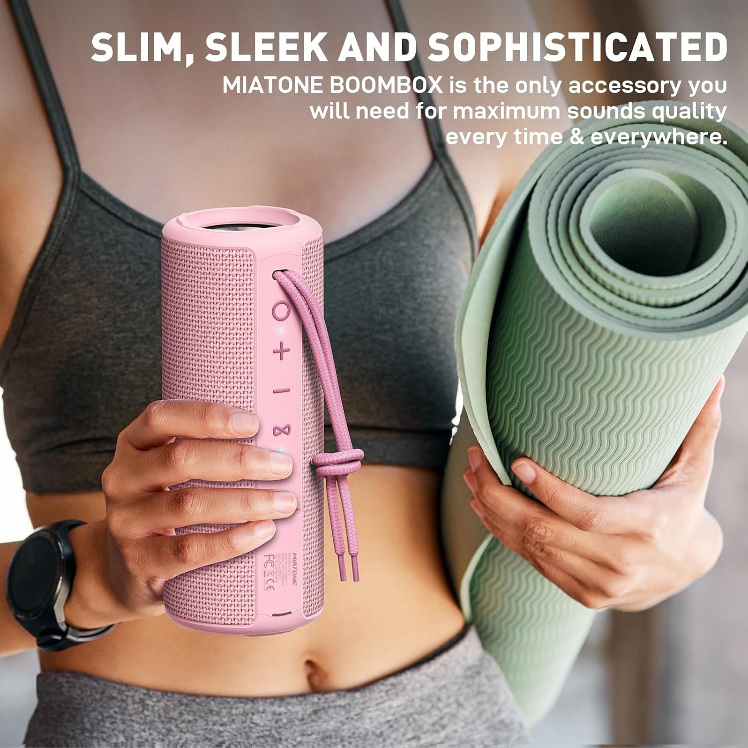 MIATONE Outdoor Portable Bluetooth Speakers Wireless Speaker Waterproof - Pink - Image 7