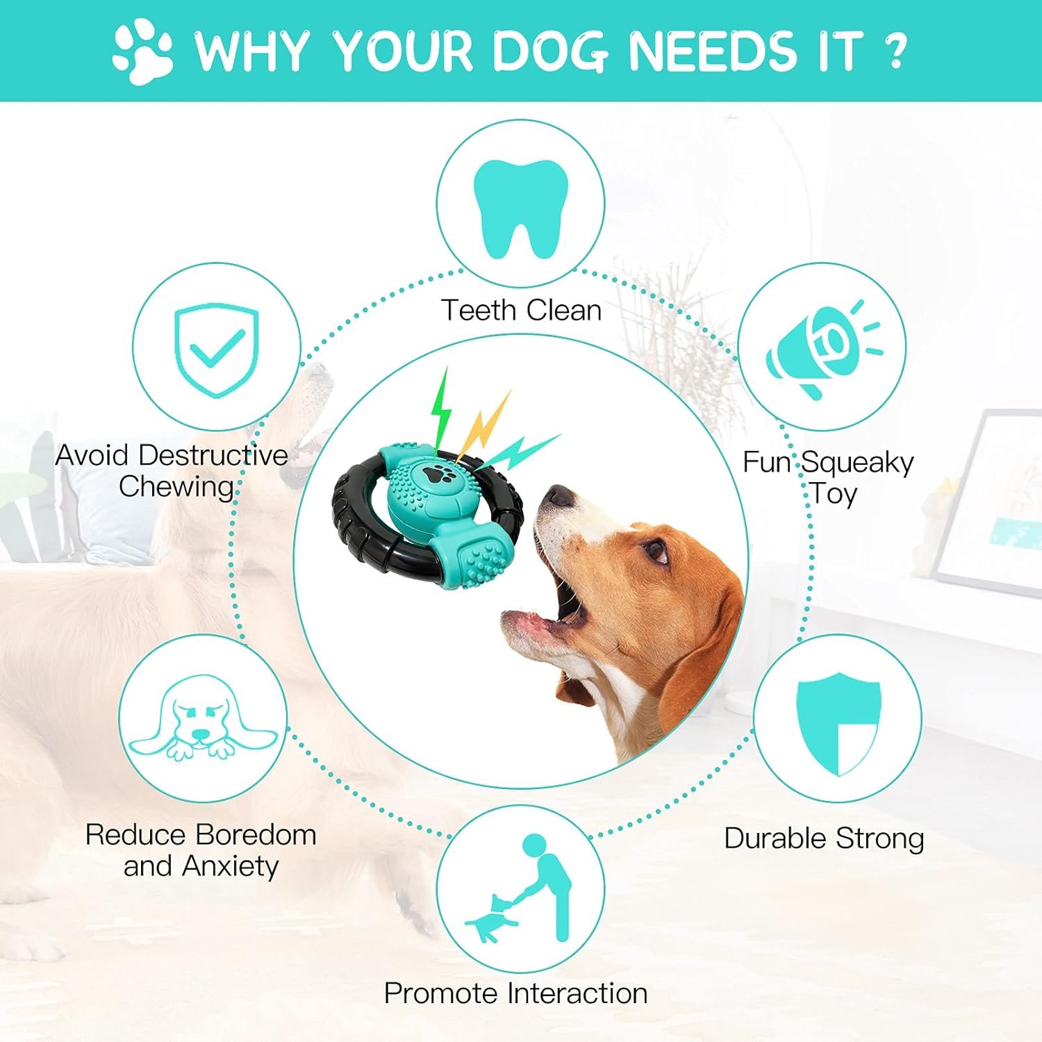 Dog Toys for Aggressive Chewers, Squeaky Dog Toys, Indestructible Dog Chew Toys for Medium Large Dogs, Milk Flavor Dog Toys to Keep Them Busy - Image 6