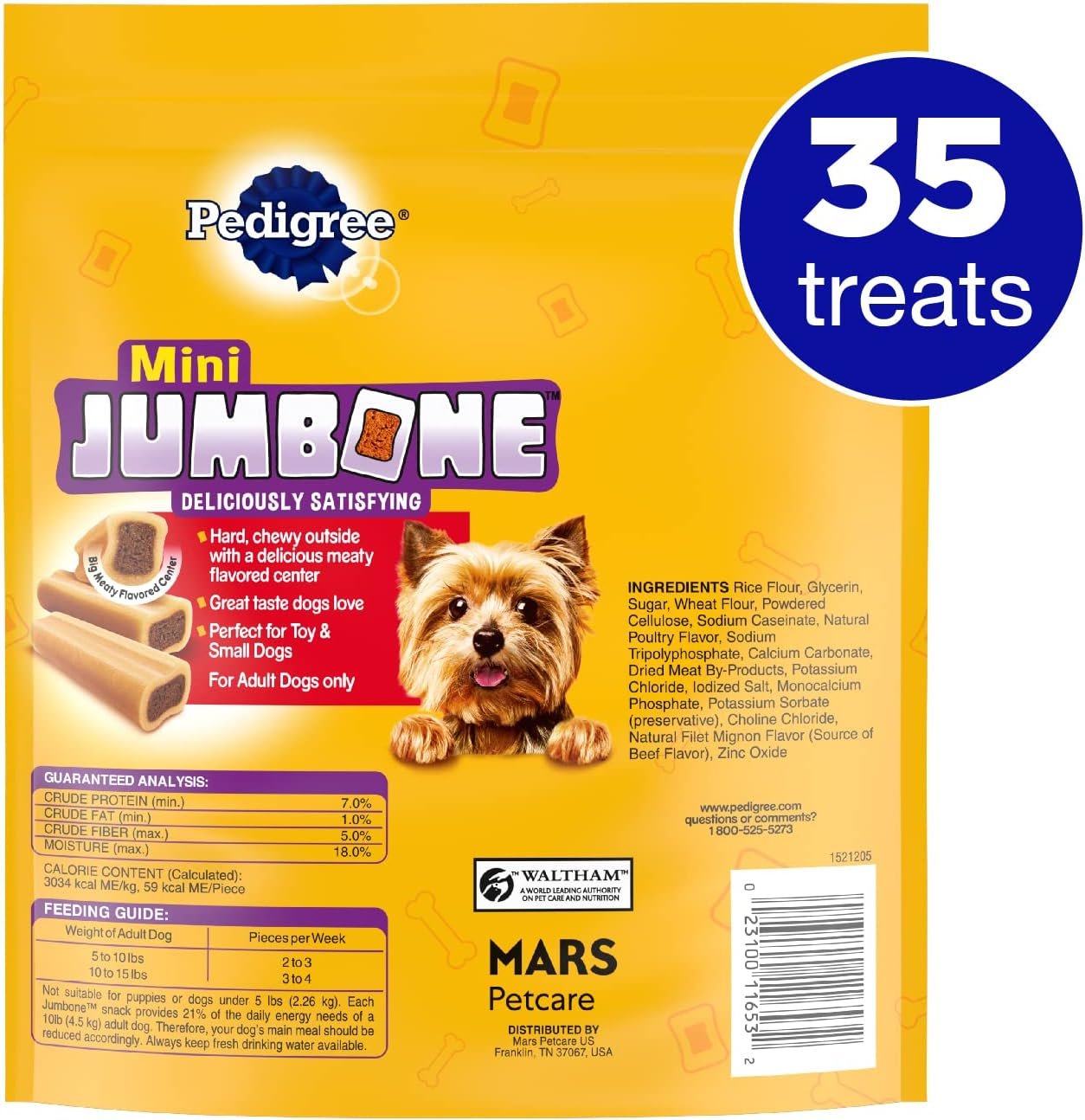 PEDIGREE MINI JUMBONE Small Dog Treats Real Beef Flavor, 21 oz. Pack (35 Treats) - Image 3