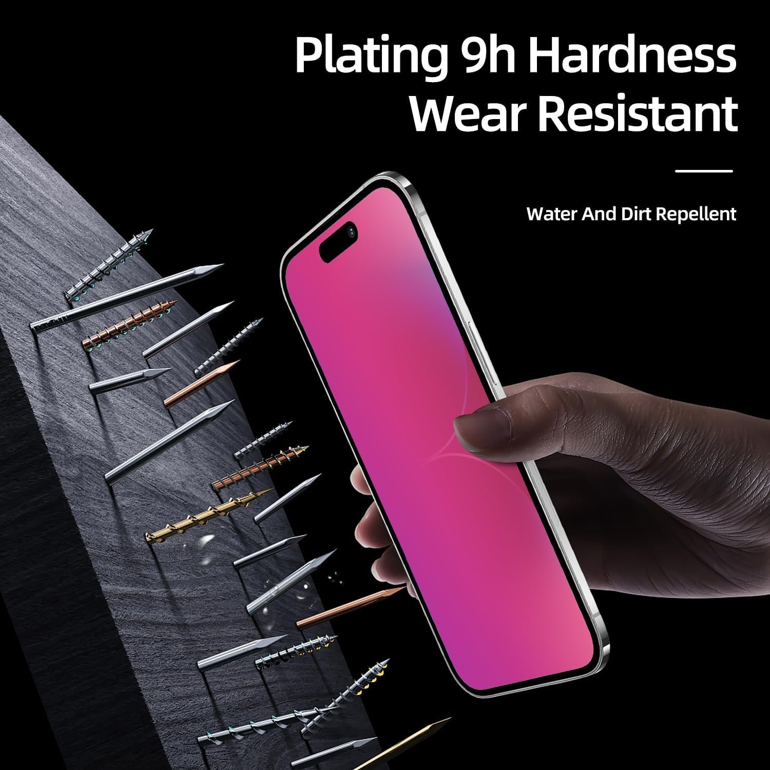 2 Pcs Dazzling Gradient Colorful Anti-Spy Tempered Glass Screen Protector Compatible with iPhone 15 pro max, Electroplated Anti-Blue Light, HD Anti-scratch Privacy Protection, 6.7 inch with Aid Frame - Image 6